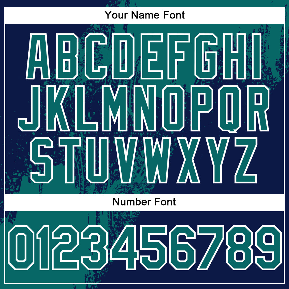 Custom Teal Navy-White 3D Pattern Abstract Brush Stroke Two-Button Unisex Softball Jersey view 5