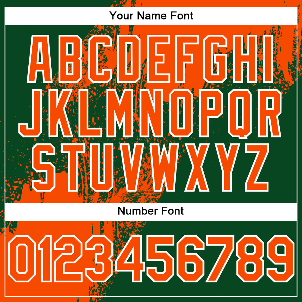 Custom Orange Green-White 3D Pattern Abstract Brush Stroke Two-Button Unisex Softball Jersey view 5