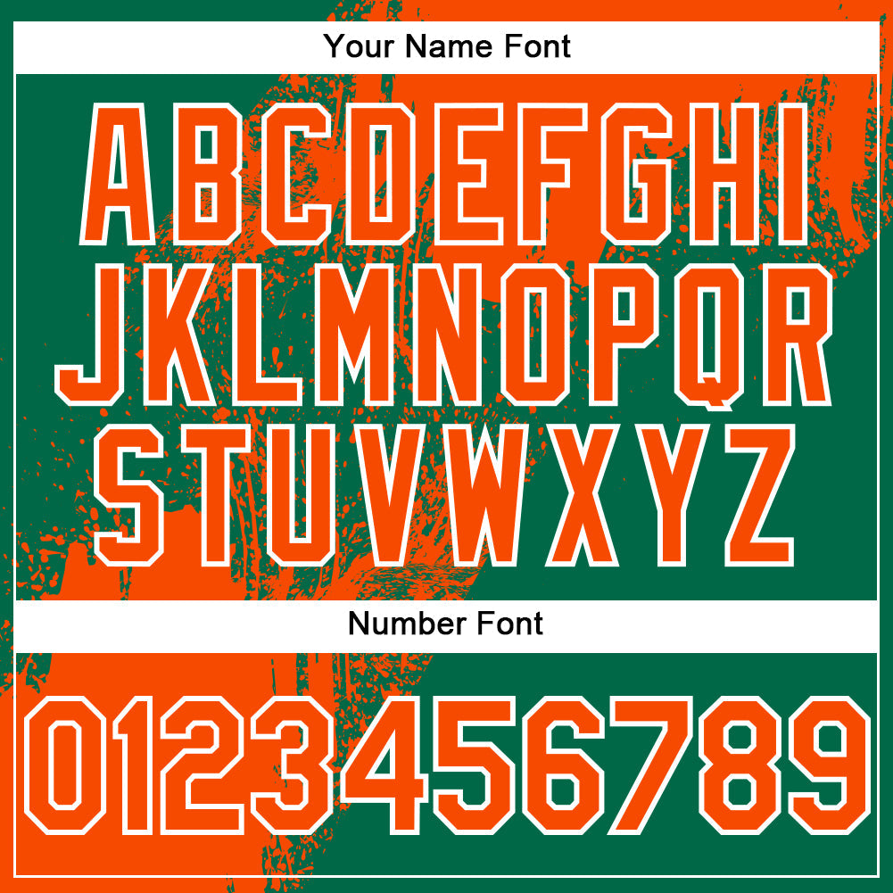 Custom Orange Kelly Green-White 3D Pattern Abstract Brush Stroke Two-Button Unisex Softball Jersey view 5
