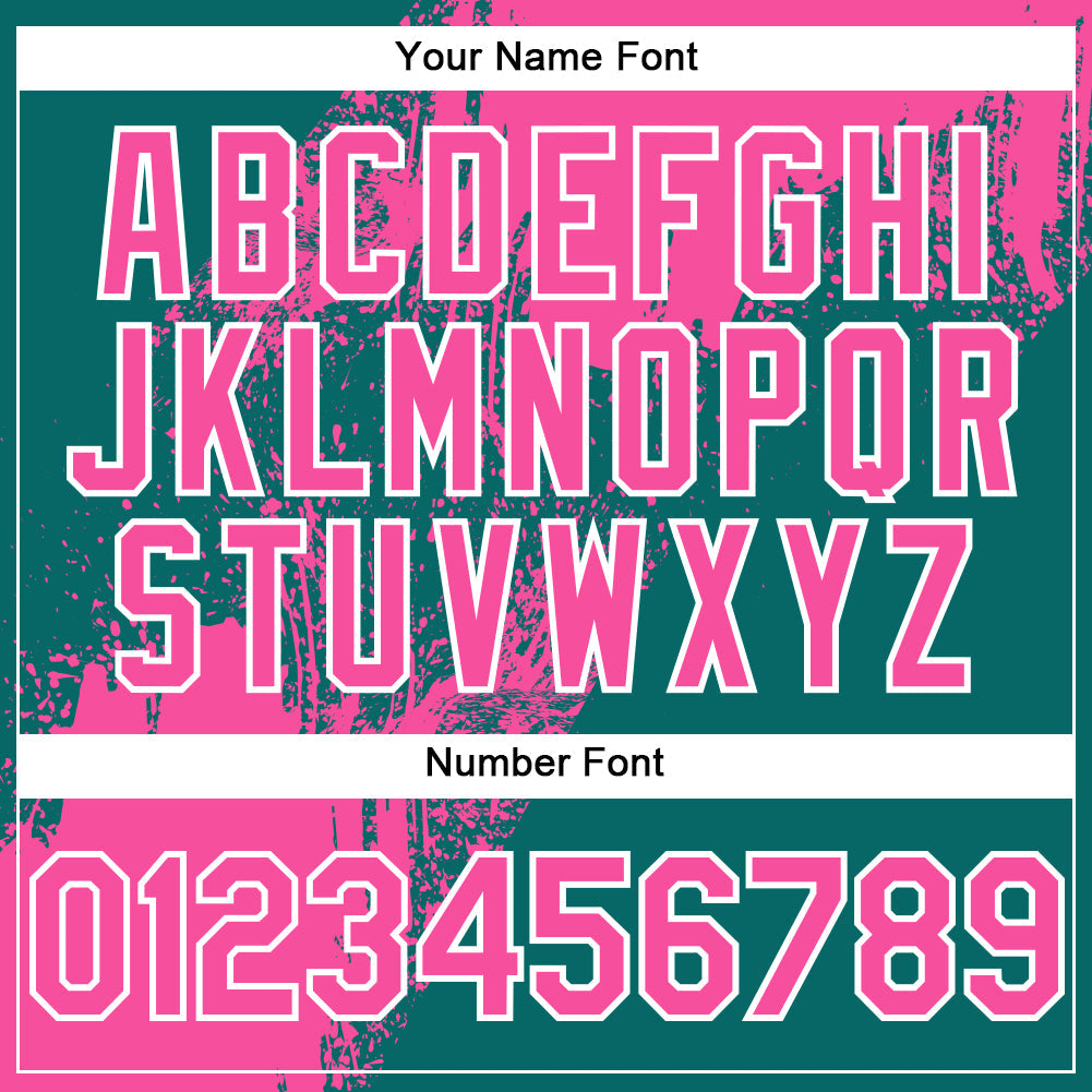 Custom Pink Teal-White 3D Pattern Abstract Brush Stroke Two-Button Unisex Softball Jersey view 5