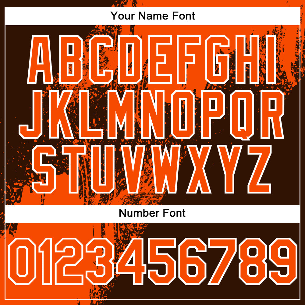 Custom Orange Brown-White 3D Pattern Abstract Brush Stroke Two-Button Unisex Softball Jersey view 5