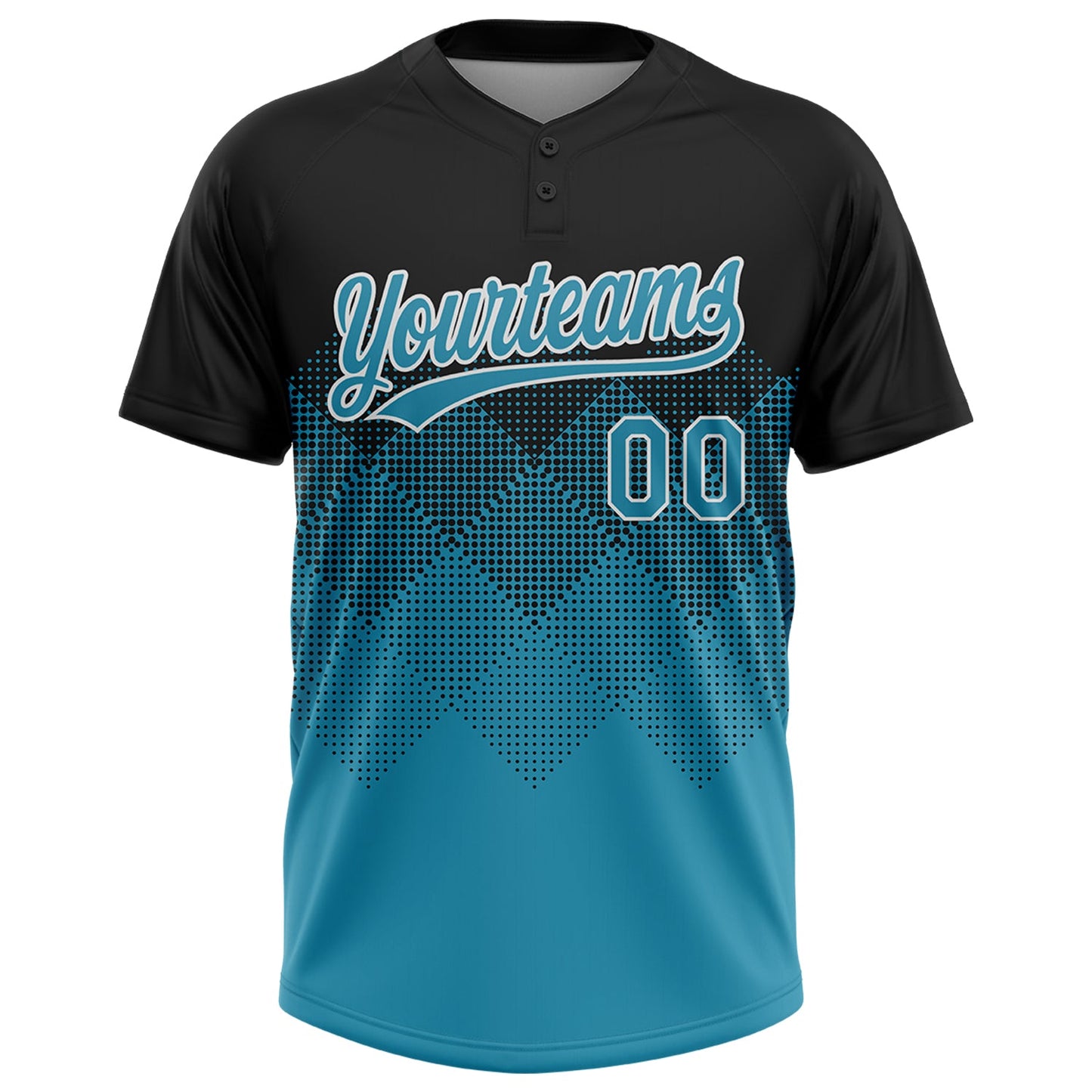 Custom Black Panther Blue-White 3D Gradient Square Shape Two-Button Unisex Softball Jersey view 2
