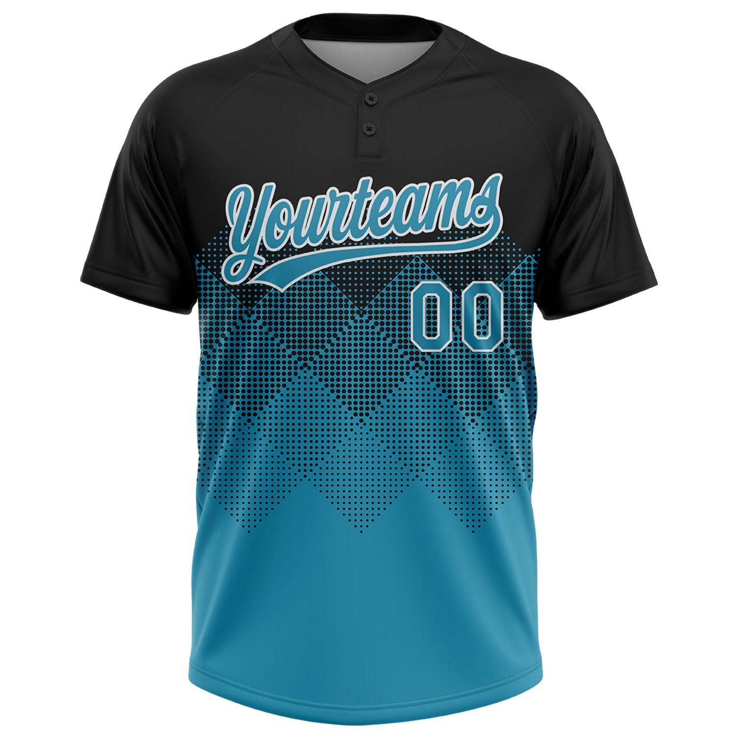 Custom Black Panther Blue-White 3D Gradient Square Shape Two-Button Unisex Softball Jersey view 2