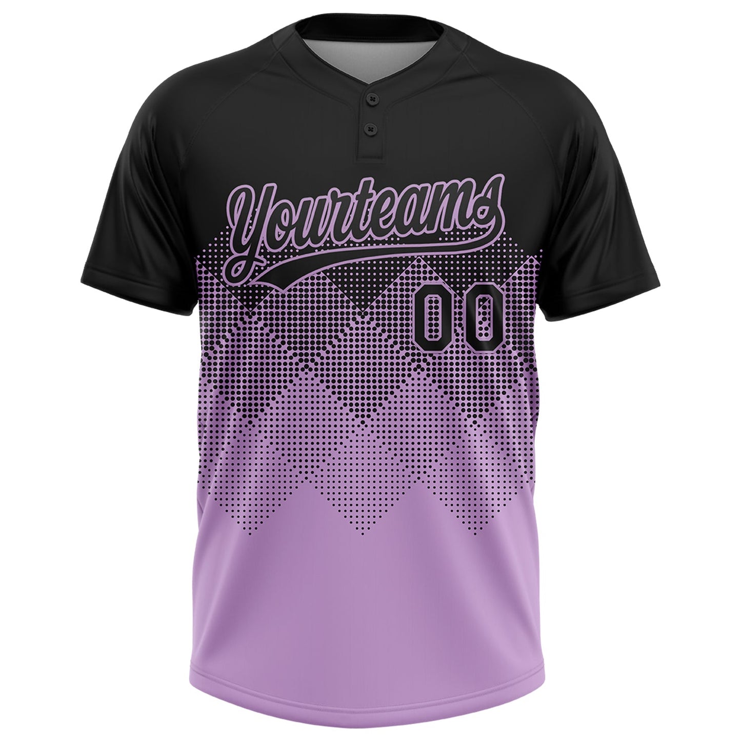 Custom Black Light Purple 3D Gradient Square Shape Two-Button Unisex Softball Jersey view 2