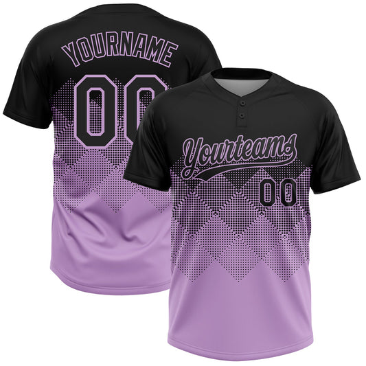 Custom Black Light Purple 3D Gradient Square Shape Two-Button Unisex Softball Jersey - Main View