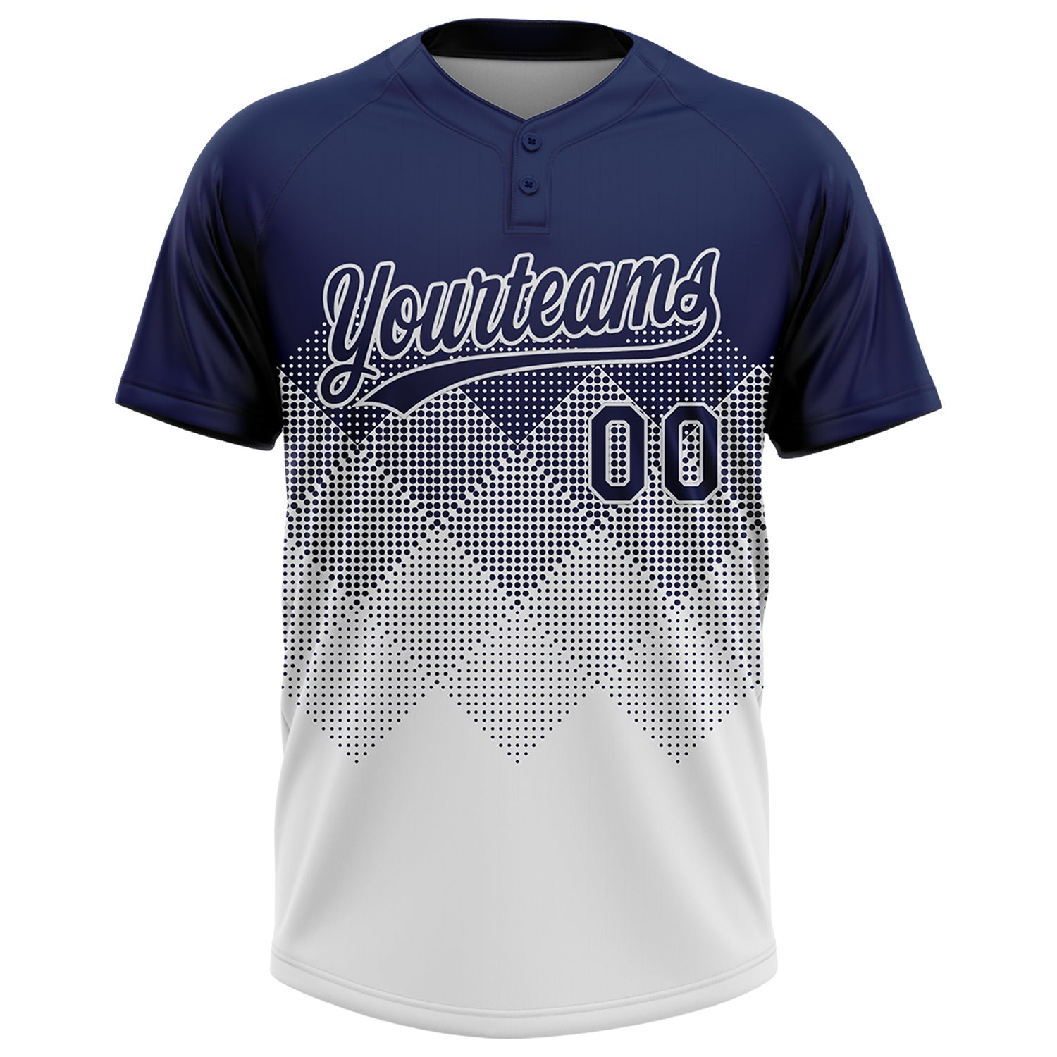 Custom Navy White 3D Gradient Square Shape Two-Button Unisex Softball Jersey view 2