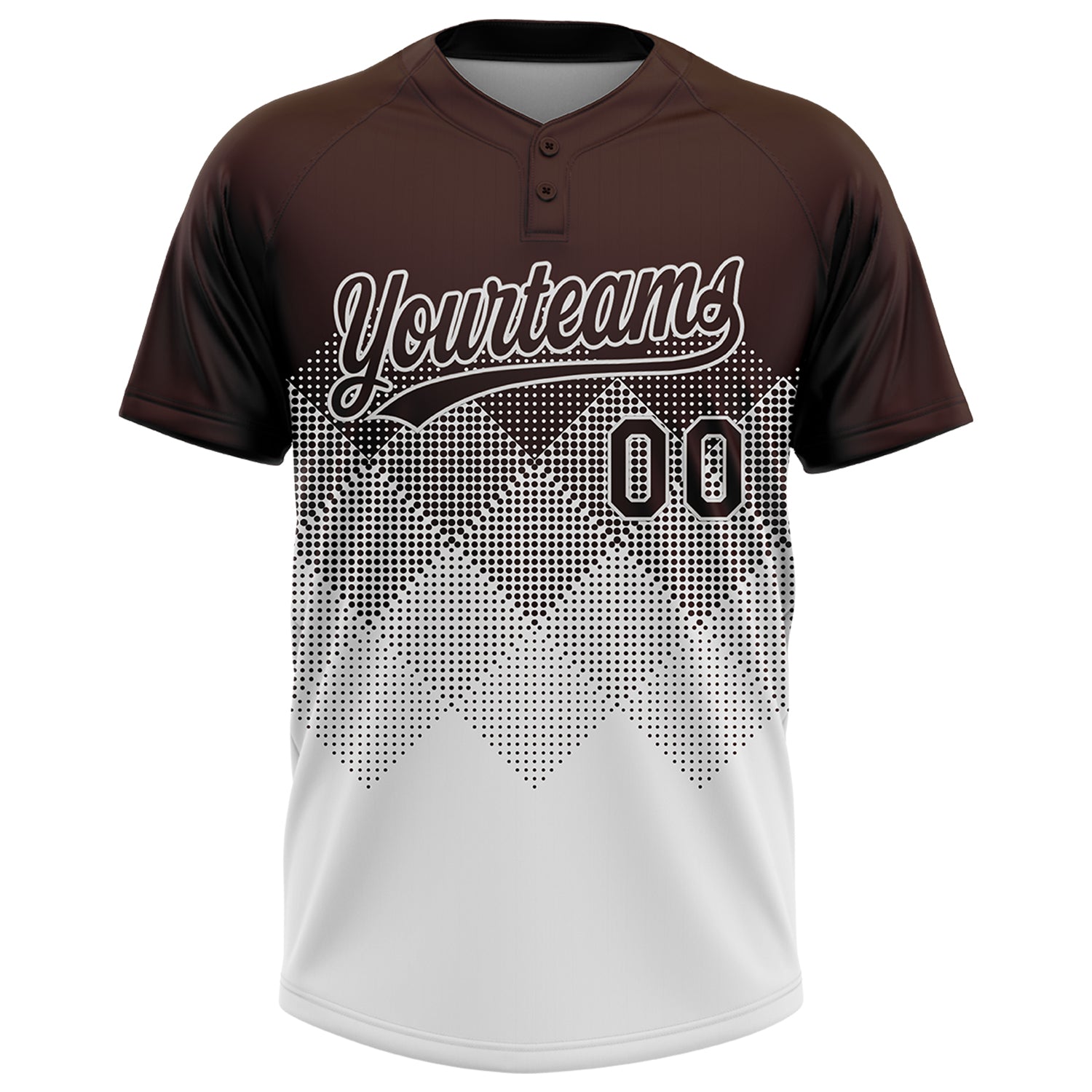 Custom Brown White 3D Gradient Square Shape Two-Button Unisex Softball Jersey view 2