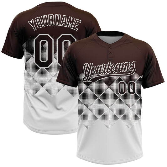 Custom Brown White 3D Gradient Square Shape Two-Button Unisex Softball Jersey - Main View