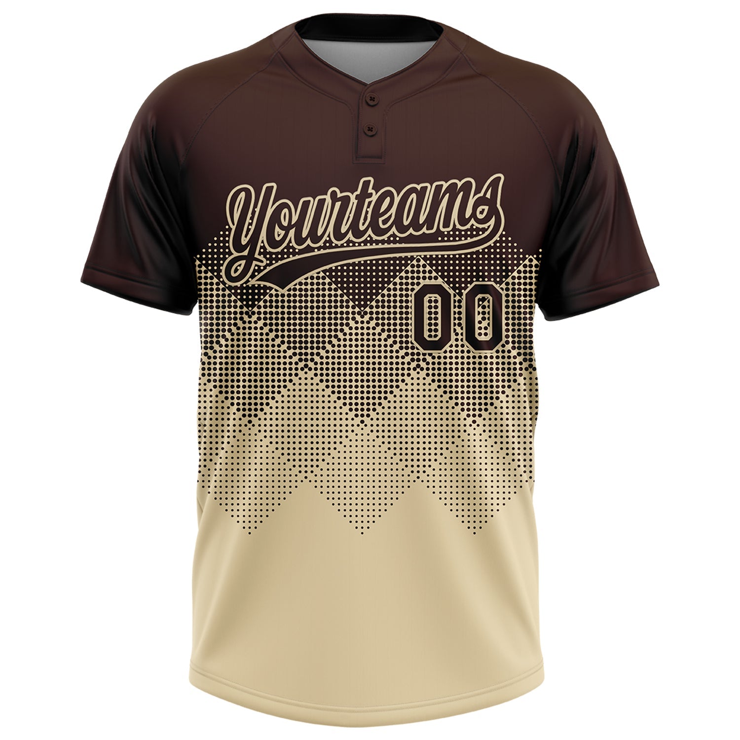 Custom Brown Cream 3D Gradient Square Shape Two-Button Unisex Softball Jersey view 2