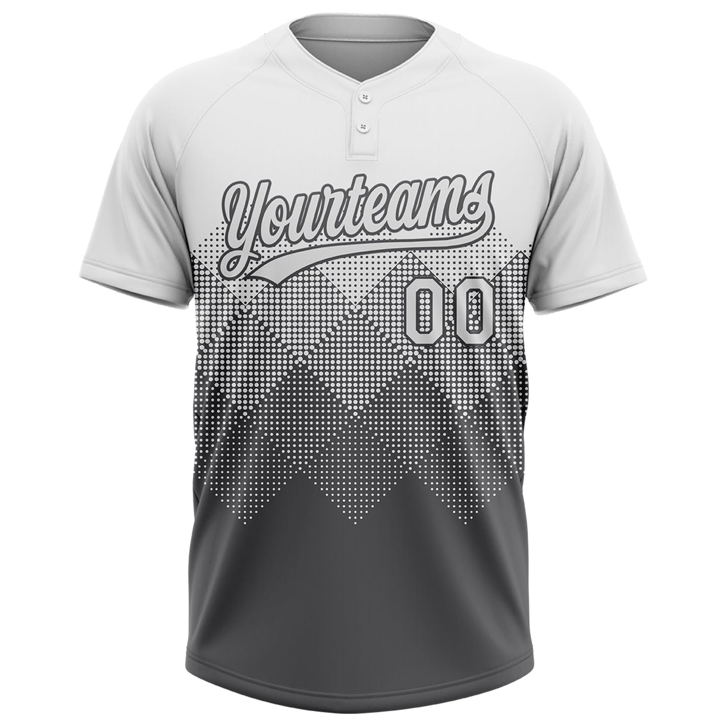 Custom White Steel Gray 3D Gradient Square Shape Two-Button Unisex Softball Jersey view 2