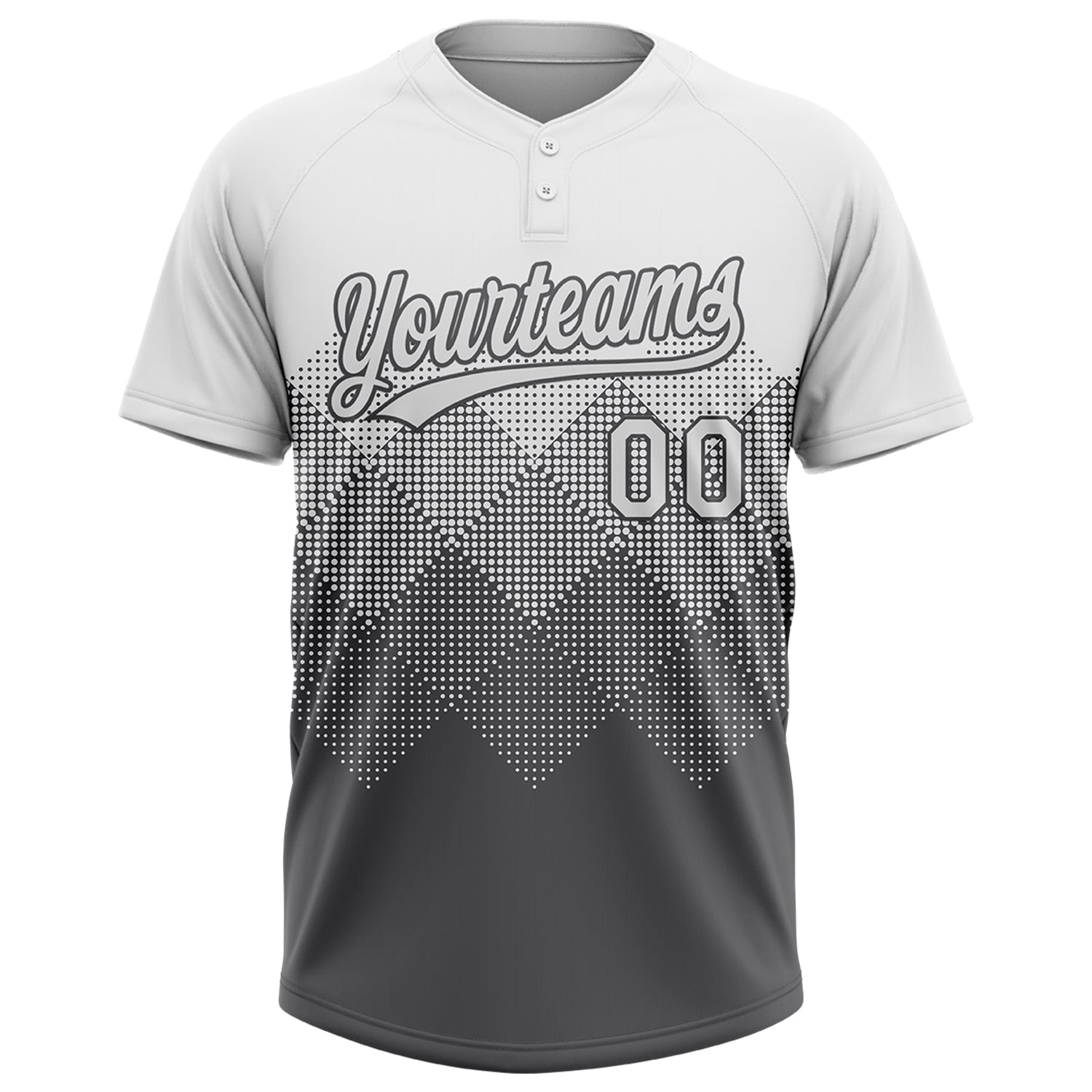 Custom White Steel Gray 3D Gradient Square Shape Two-Button Unisex Softball Jersey view 2