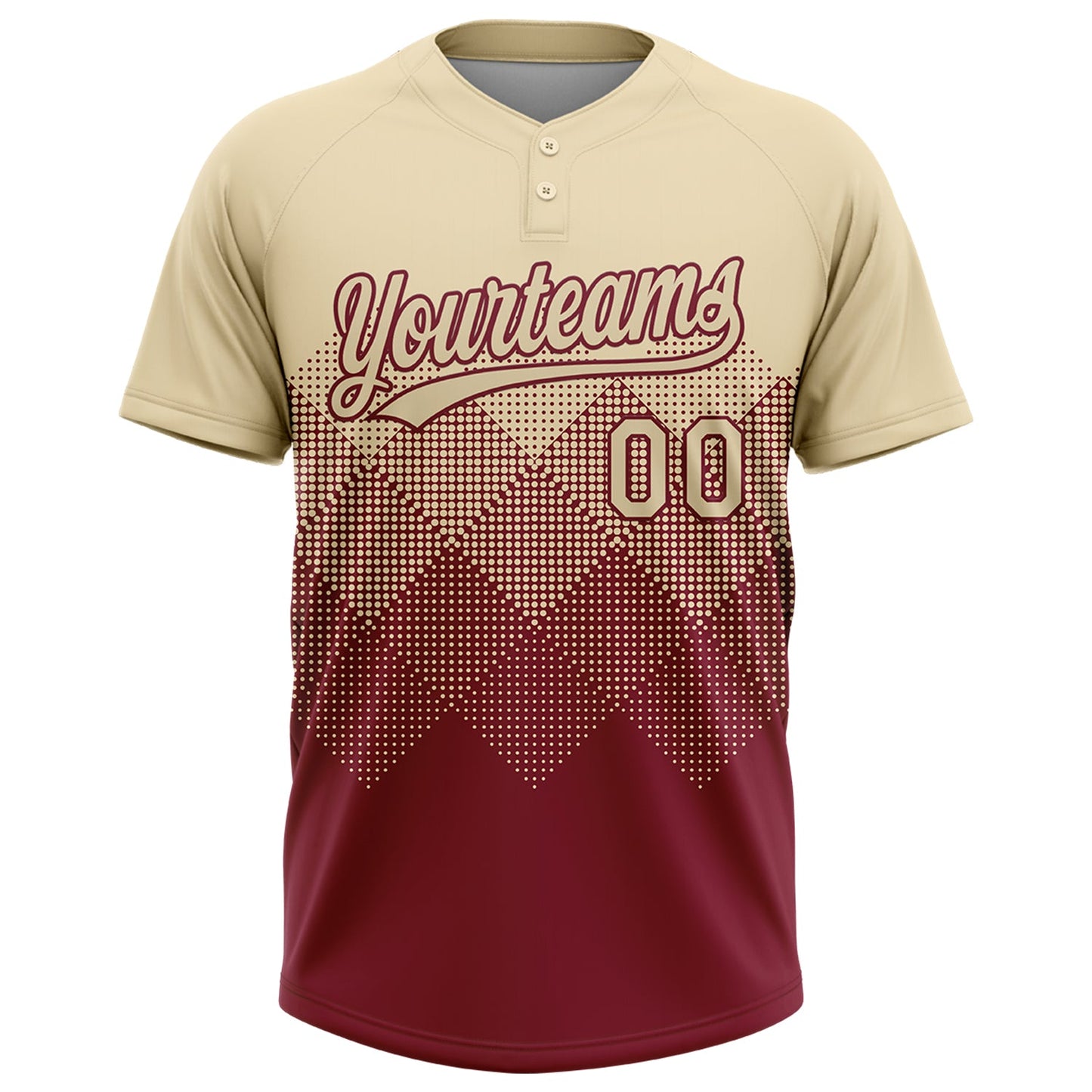Custom Cream Crimson 3D Gradient Square Shape Two-Button Unisex Softball Jersey view 2