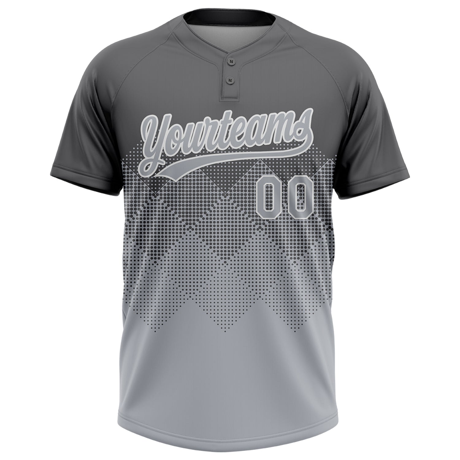 Custom Steel Gray Gray-White 3D Gradient Square Shape Two-Button Unisex Softball Jersey view 2