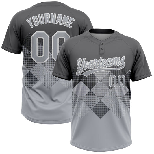 Custom Steel Gray Gray-White 3D Gradient Square Shape Two-Button Unisex Softball Jersey - Main View