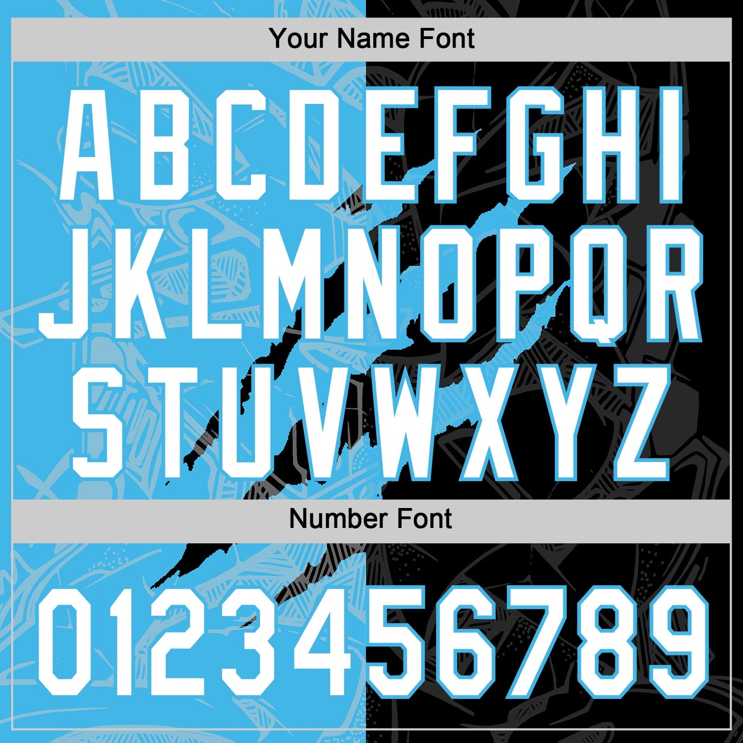 Custom Graffiti Pattern White Black-Sky Blue 3D Scratch Two-Button Unisex Softball Jersey view 5