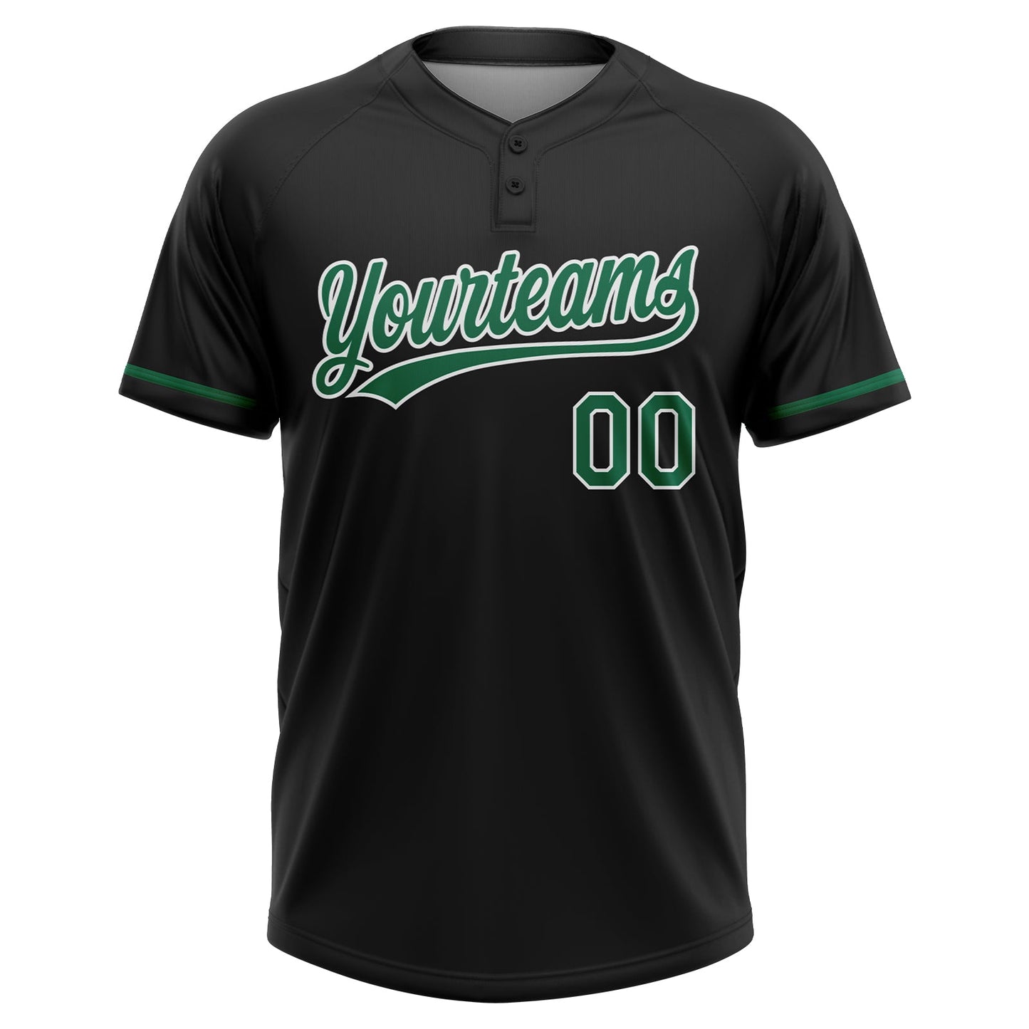 Custom Black Kelly Green-White Mexico Two-Button Unisex Softball Jersey view 2