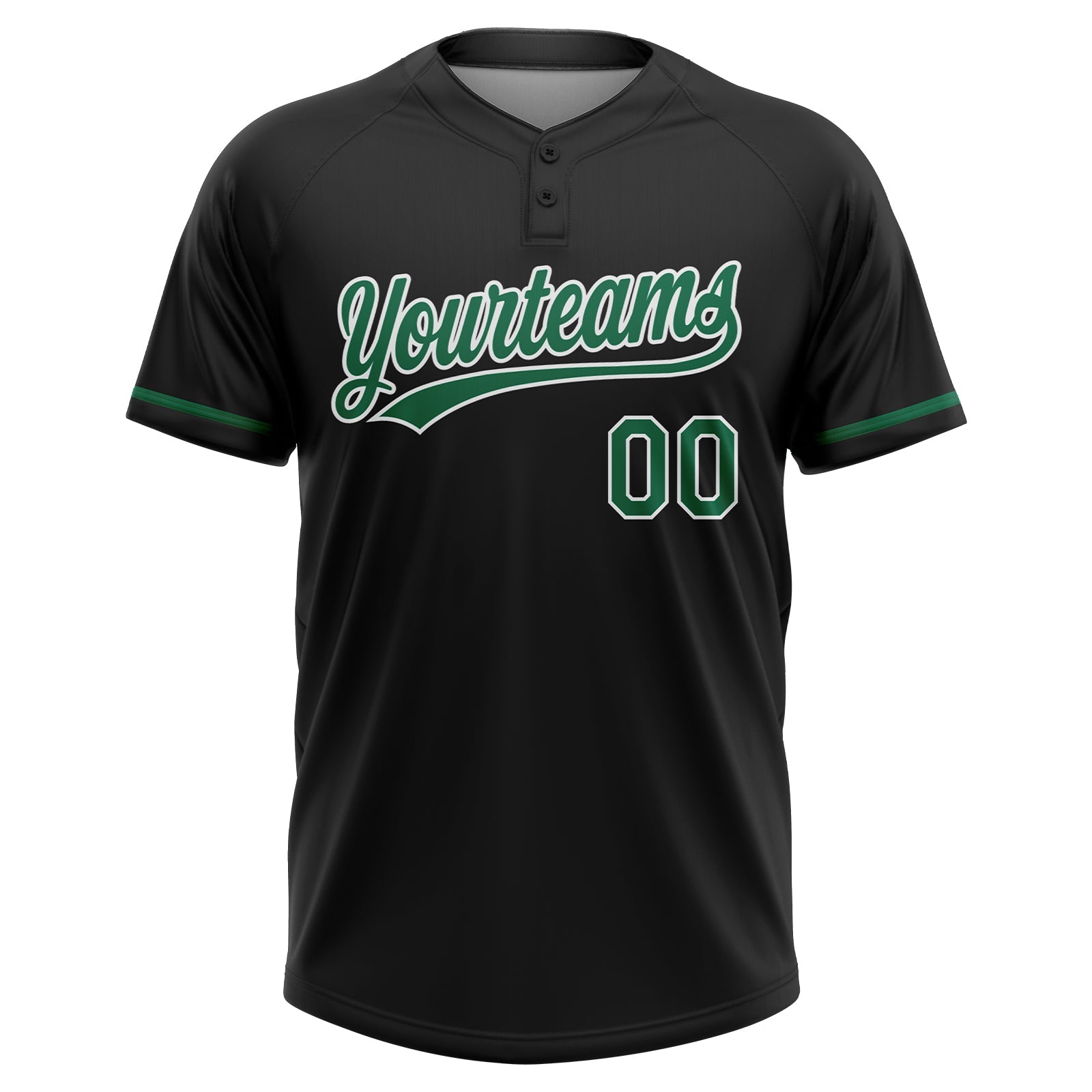 Custom Black Kelly Green-White Mexico Two-Button Unisex Softball Jersey view 2