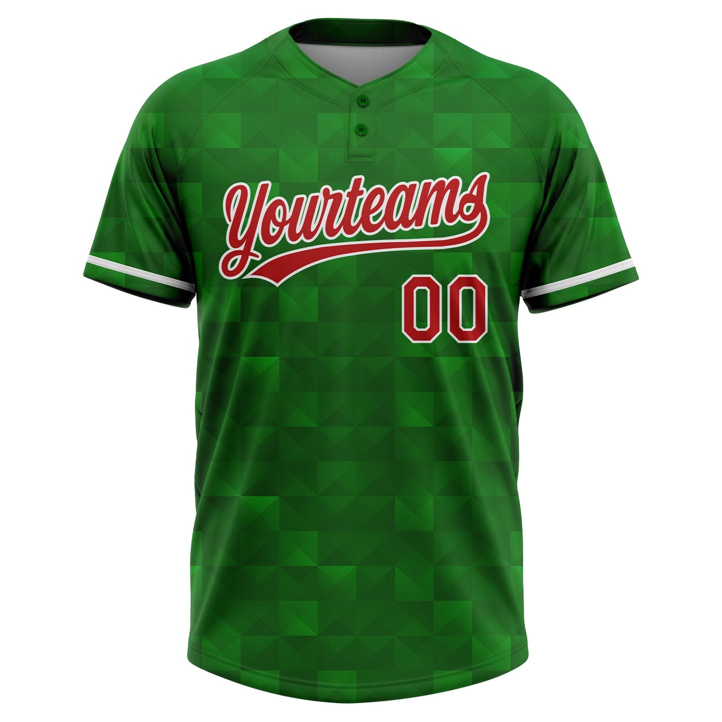 Custom Kelly Green Red-White Mexico Two-Button Unisex Softball Jersey view 2