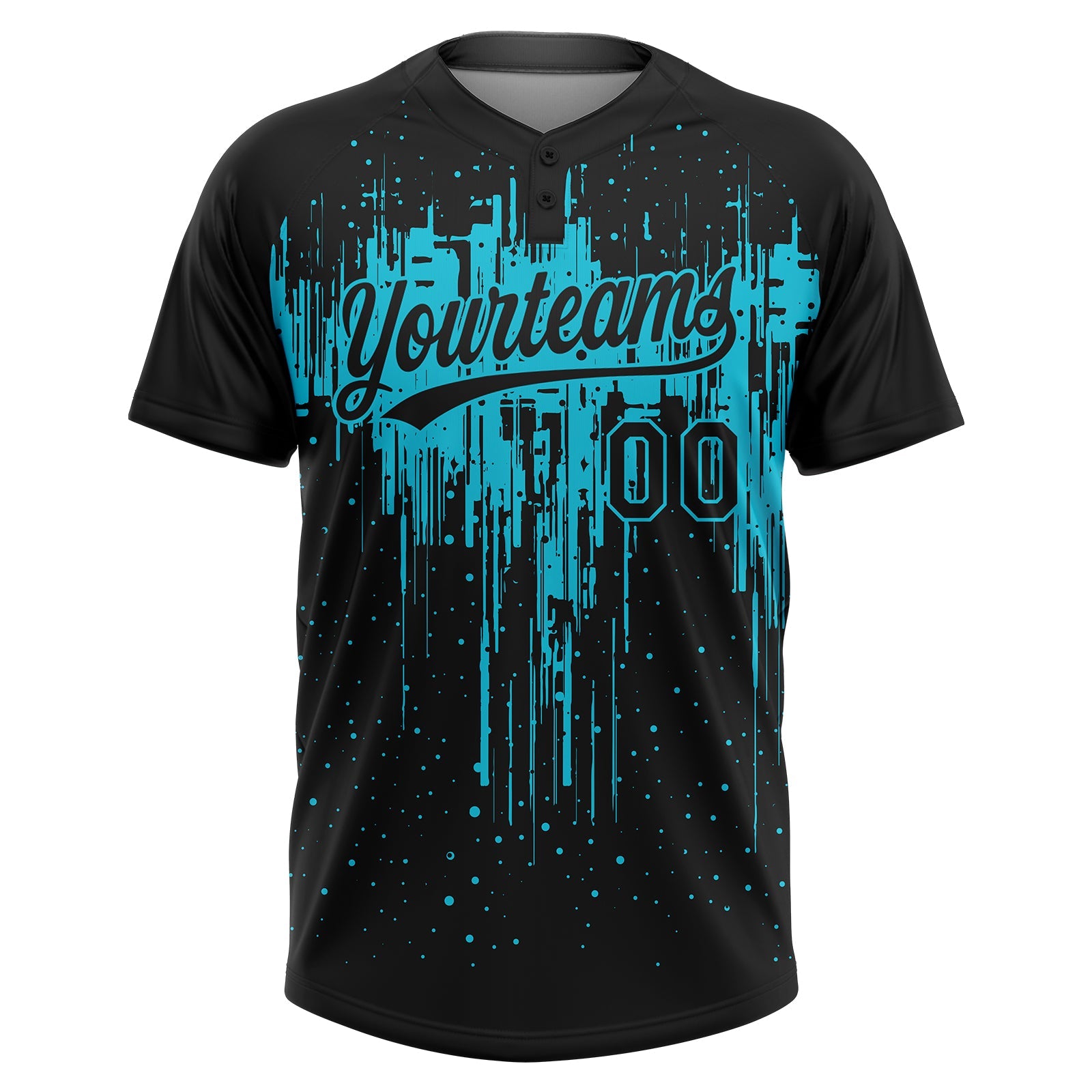 Custom Black Lakes Blue Dripping Splatter Paint Two-Button Unisex Softball Jersey view 2