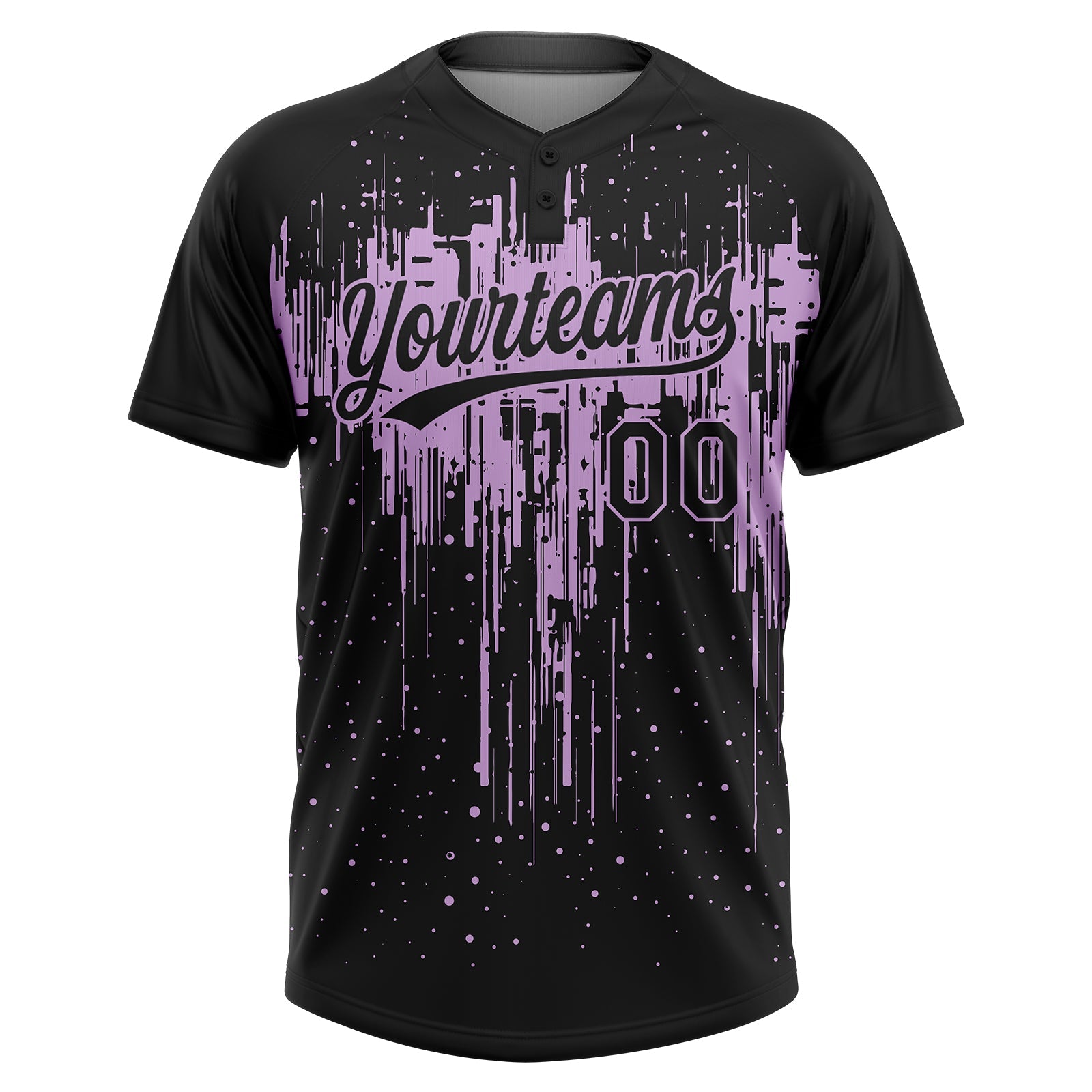 Custom Black Light Purple Dripping Splatter Paint Two-Button Unisex Softball Jersey view 2