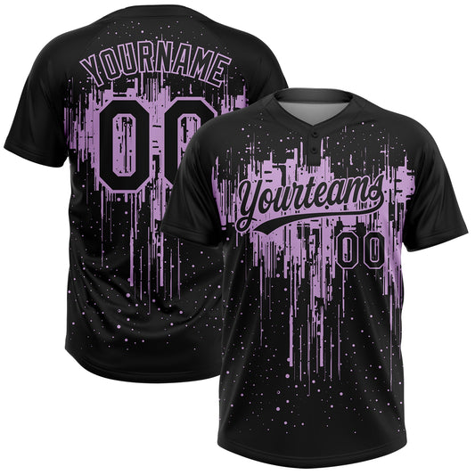 Custom Black Light Purple Dripping Splatter Paint Two-Button Unisex Softball Jersey - Main View