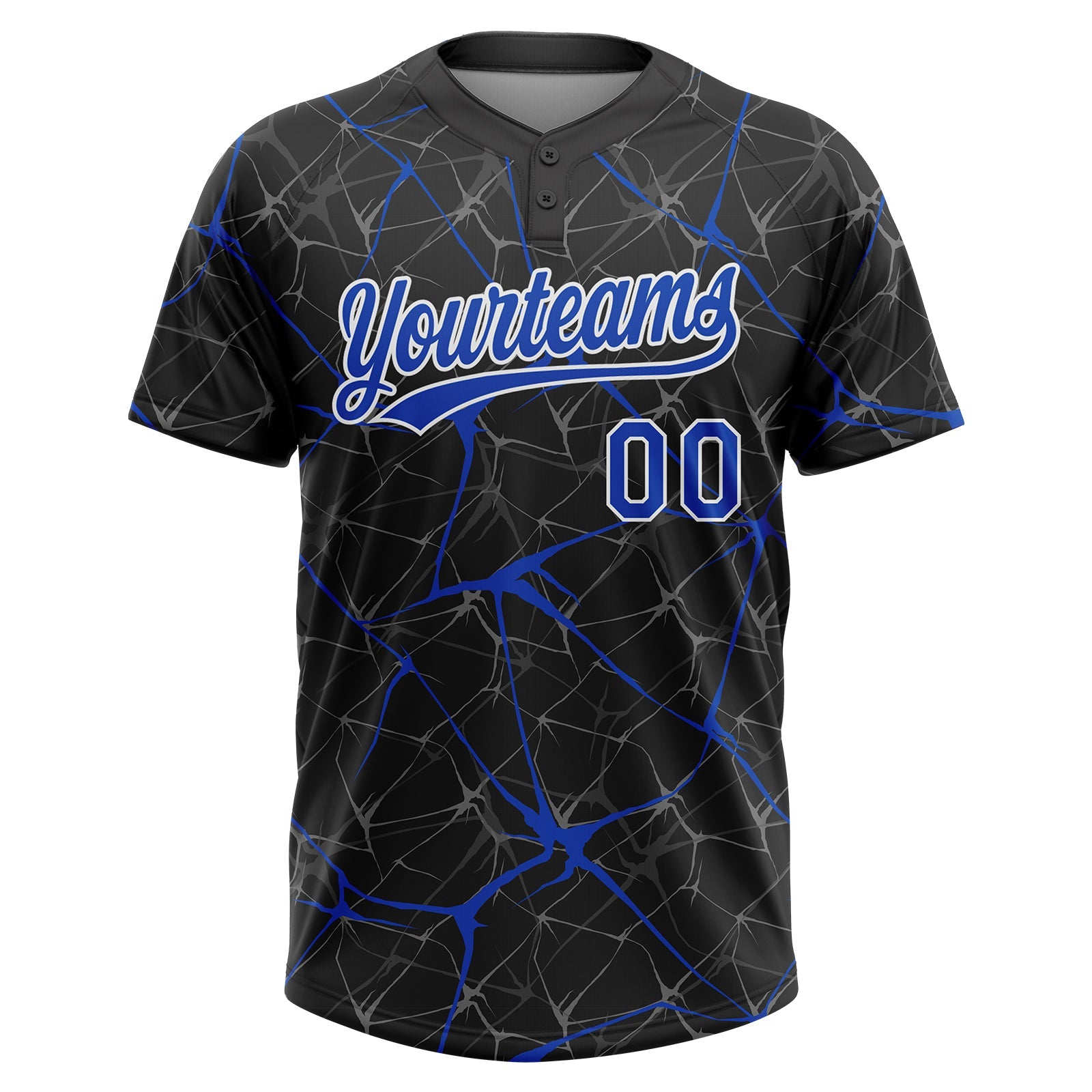 Custom Black Thunder Blue-White  Abstract Network Two-Button Unisex Softball Jersey view 2
