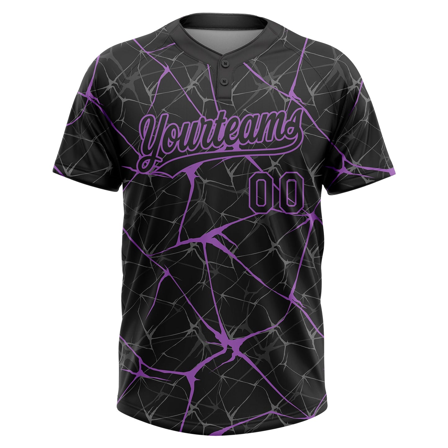 Custom Black Medium Purple  Abstract Network Two-Button Unisex Softball Jersey view 2