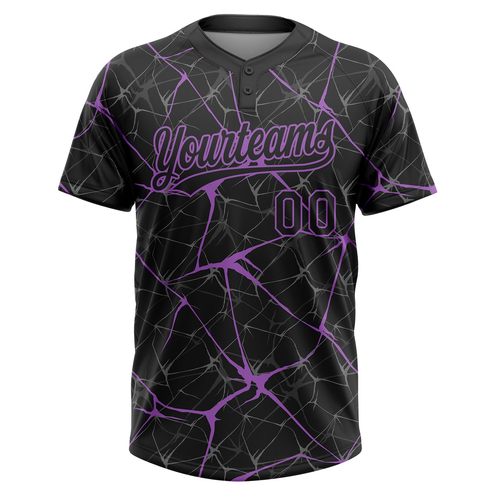 Custom Black Medium Purple  Abstract Network Two-Button Unisex Softball Jersey view 2
