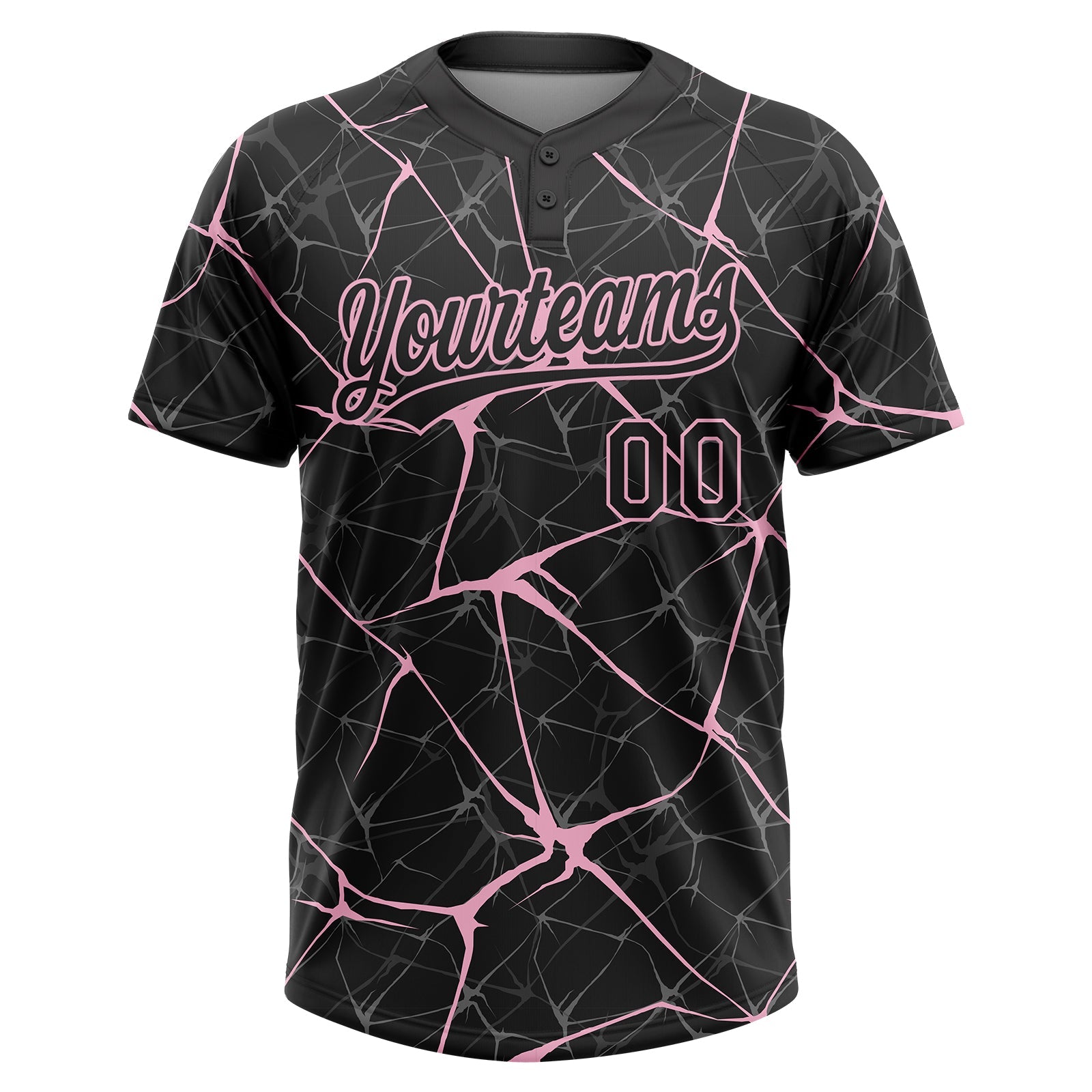 Custom Black Light Pink  Abstract Network Two-Button Unisex Softball Jersey view 2
