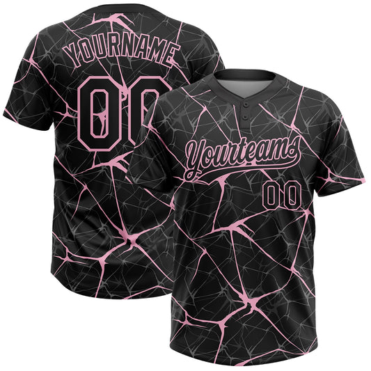 Custom Black Light Pink  Abstract Network Two-Button Unisex Softball Jersey - Main View