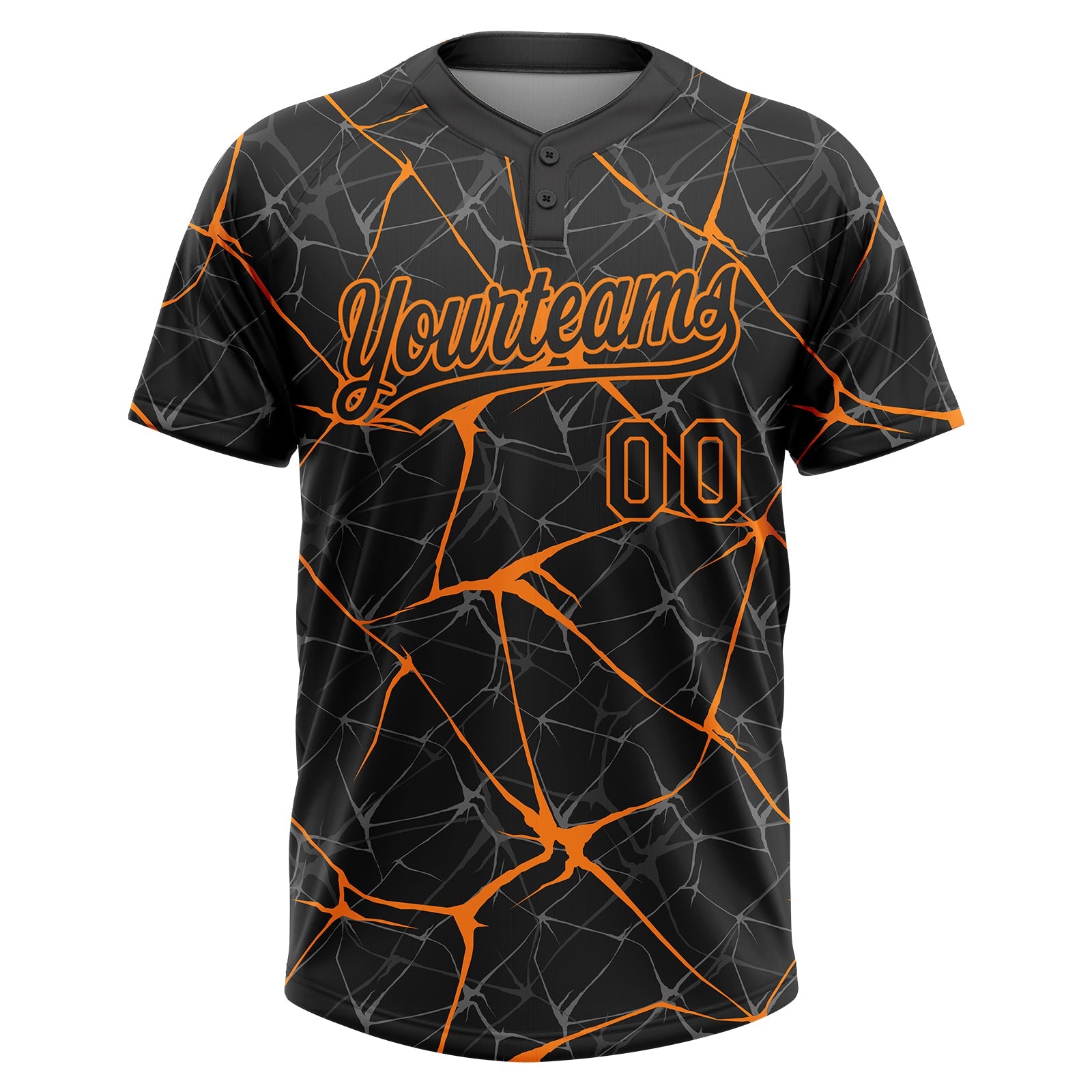Custom Black Bay Orange  Abstract Network Two-Button Unisex Softball Jersey view 2