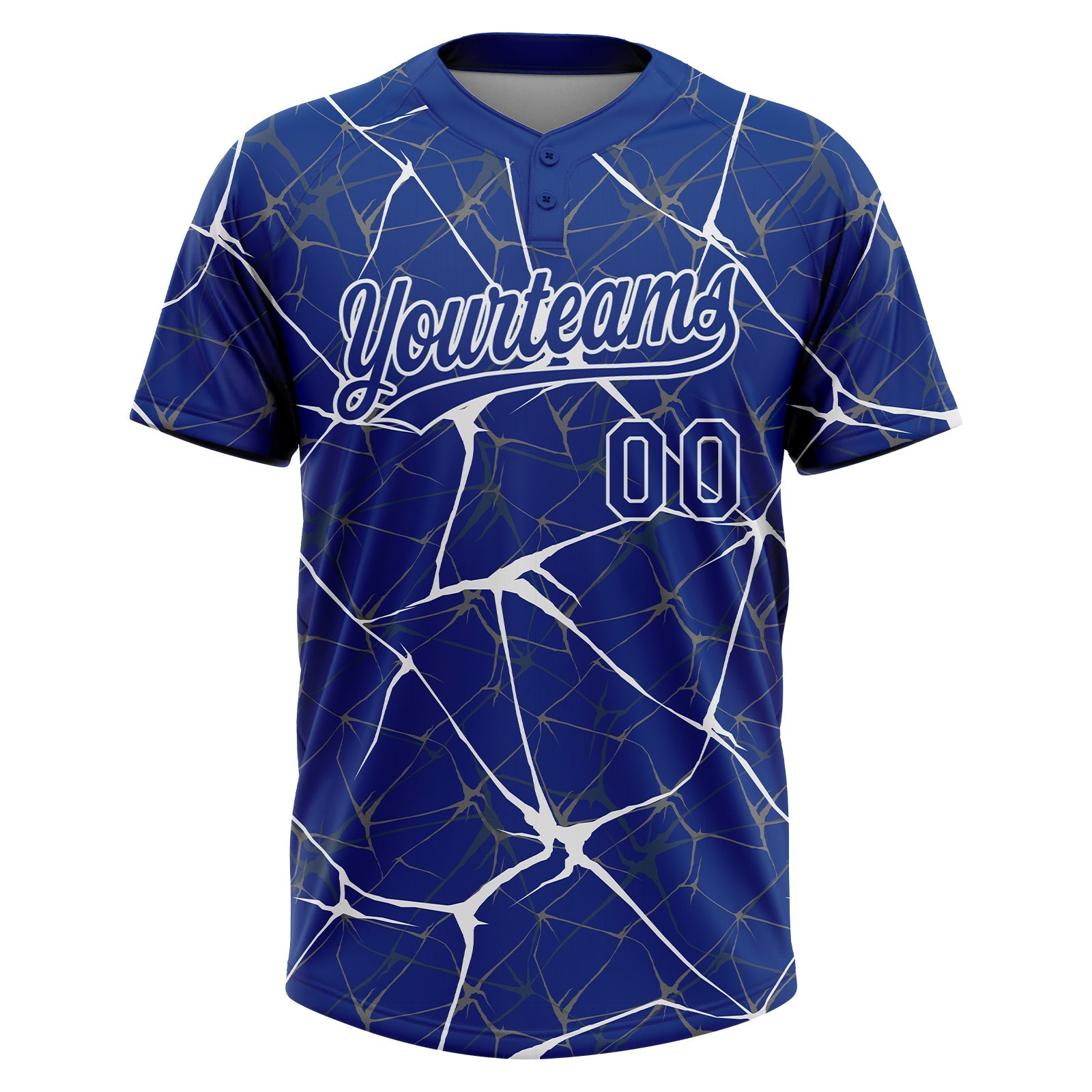Custom Royal White  Abstract Network Two-Button Unisex Softball Jersey view 2