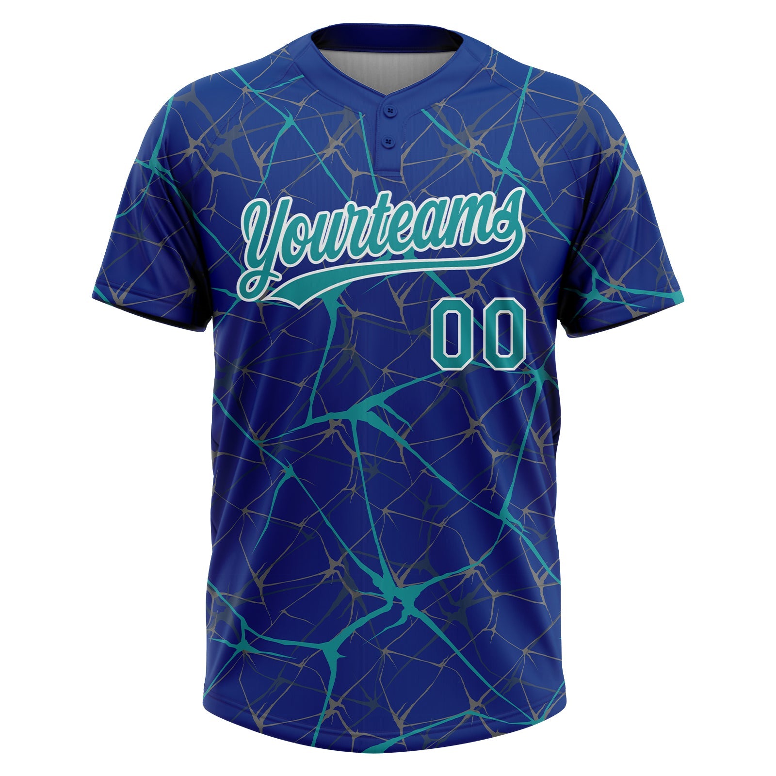 Custom Royal Teal-White  Abstract Network Two-Button Unisex Softball Jersey view 2