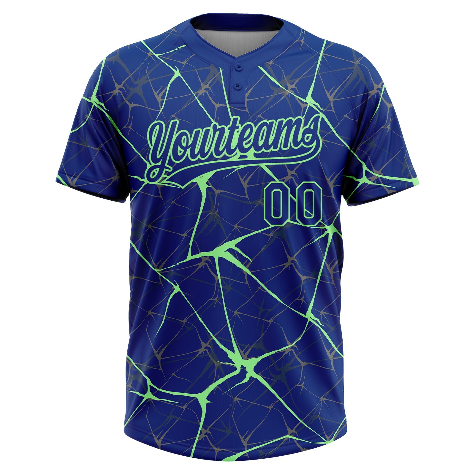 Custom Royal Pea Green  Abstract Network Two-Button Unisex Softball Jersey view 2