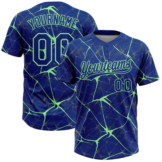 Custom Royal Pea Green  Abstract Network Two-Button Unisex Softball Jersey - Main View