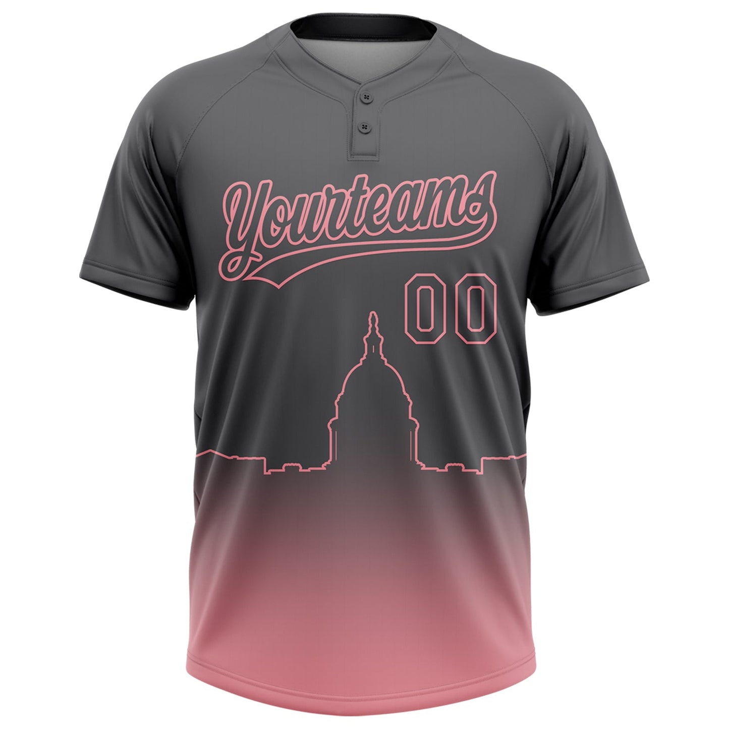 Custom Steel Gray Medium Pink Washington City Edition Gradient Two-Button Unisex Softball Jersey view 2