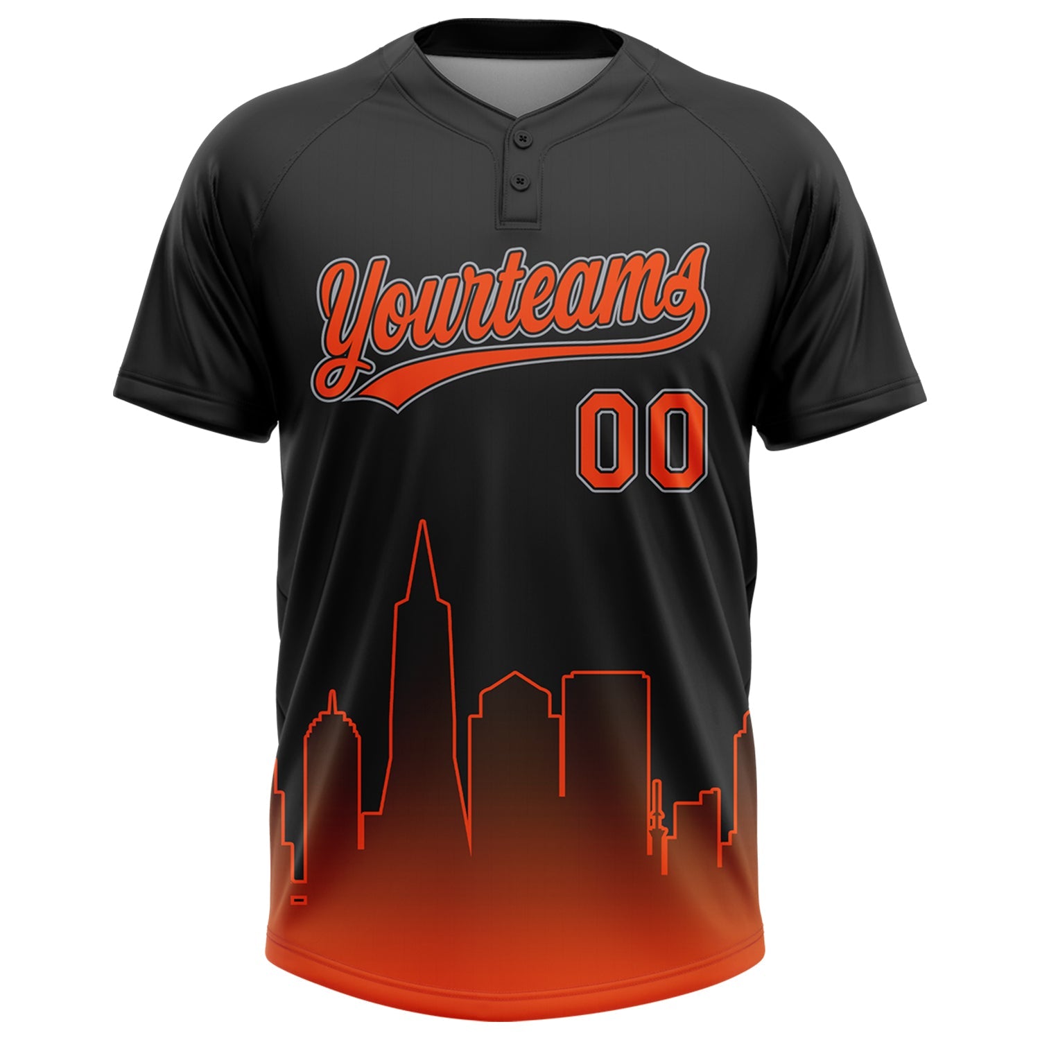 Custom Black Orange-Gray San Francisco City Edition Gradient Two-Button Unisex Softball Jersey view 2
