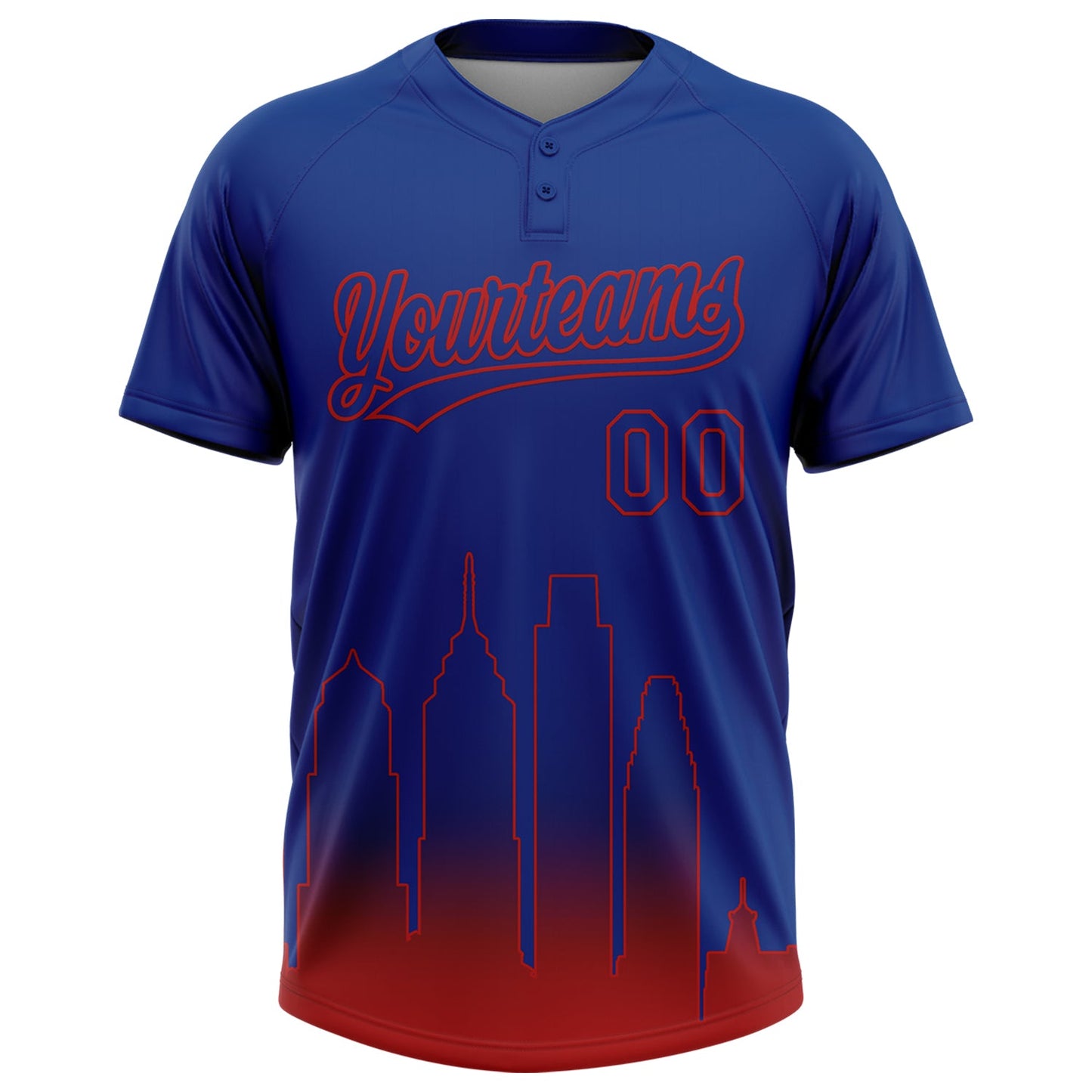 Custom Royal Red Philadelphia City Edition Gradient Two-Button Unisex Softball Jersey view 2