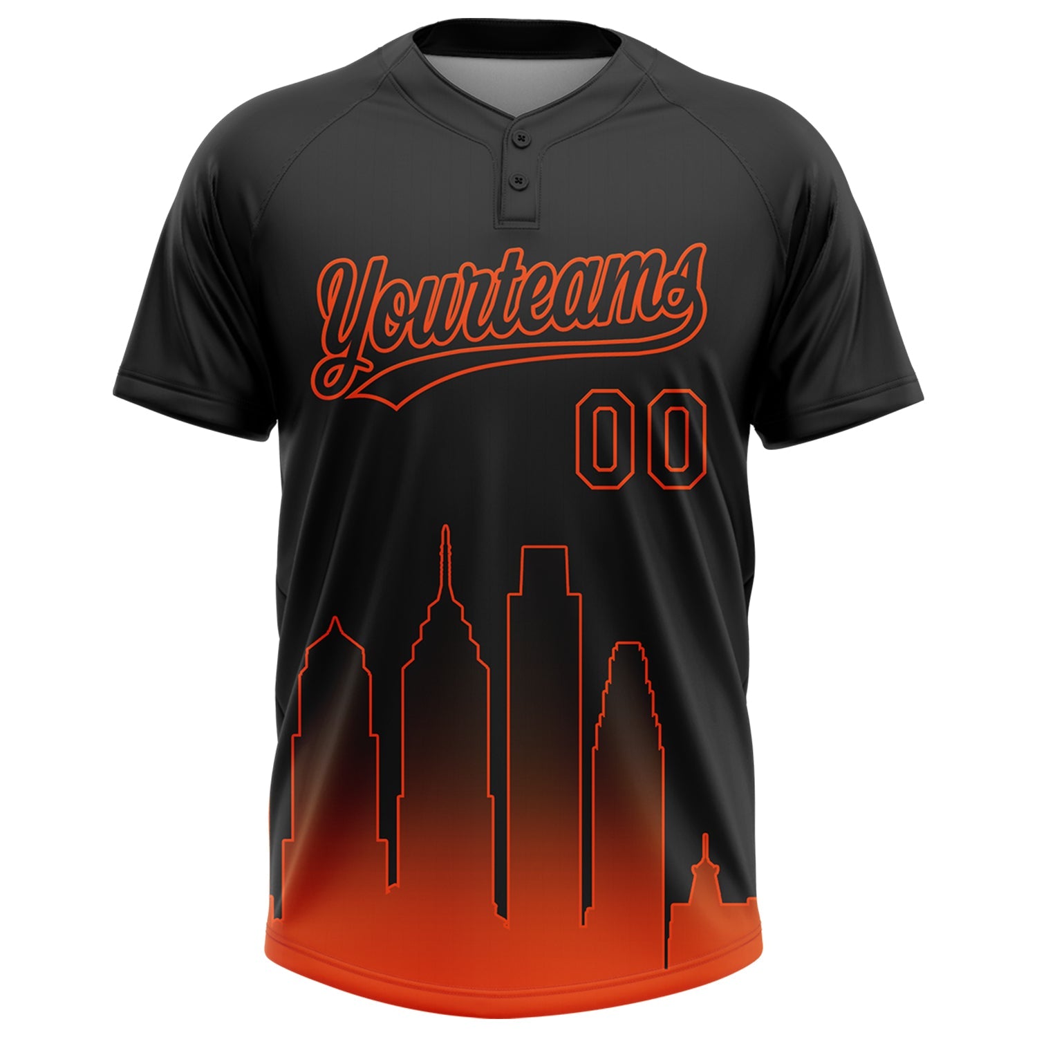 Custom Black Orange Philadelphia City Edition Gradient Two-Button Unisex Softball Jersey view 2