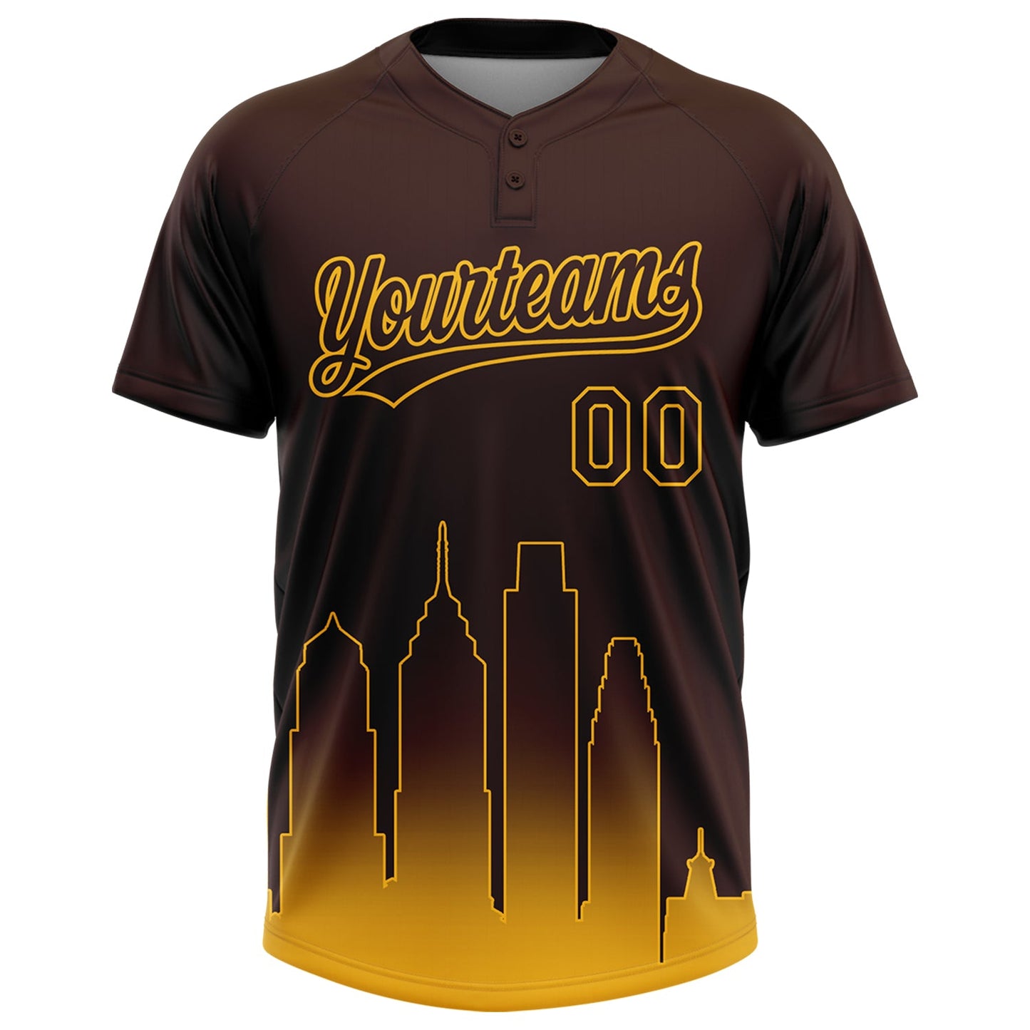 Custom Brown Gold San Diego City Edition Gradient Two-Button Unisex Softball Jersey view 2