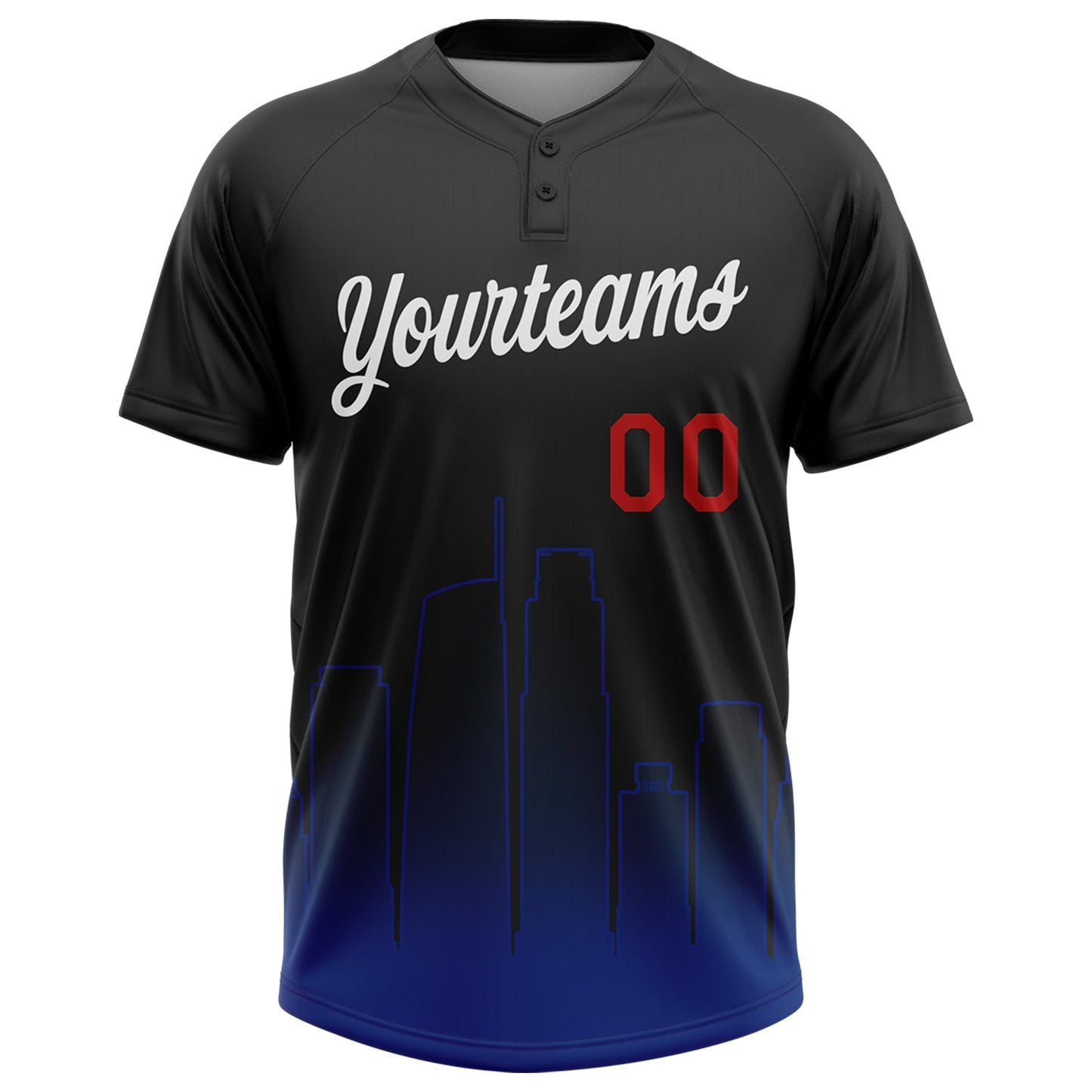 Custom Black White Royal-Red Los Angeles City Edition Gradient Two-Button Unisex Softball Jersey view 2