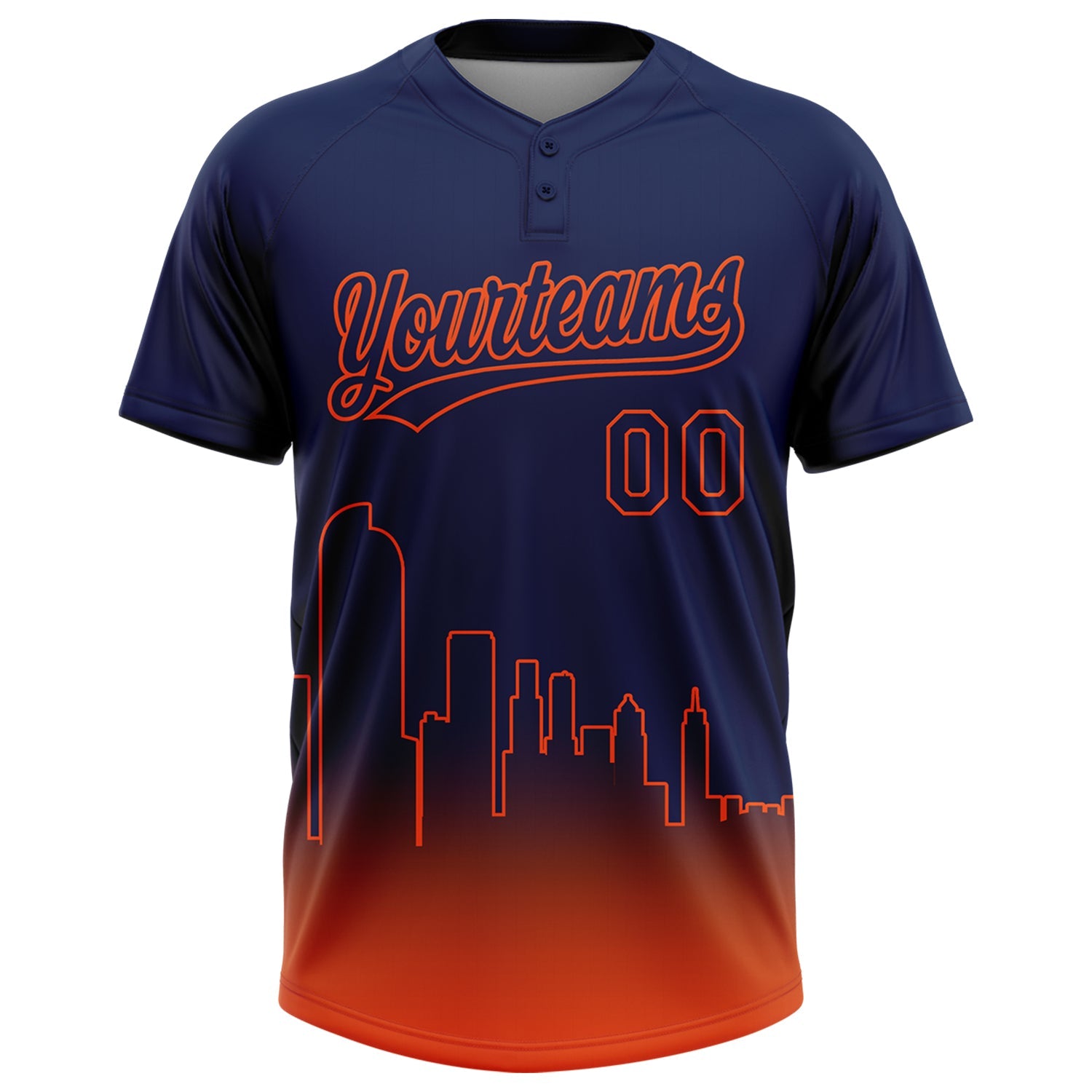 Custom Navy Orange Denver City Edition Gradient Two-Button Unisex Softball Jersey view 2