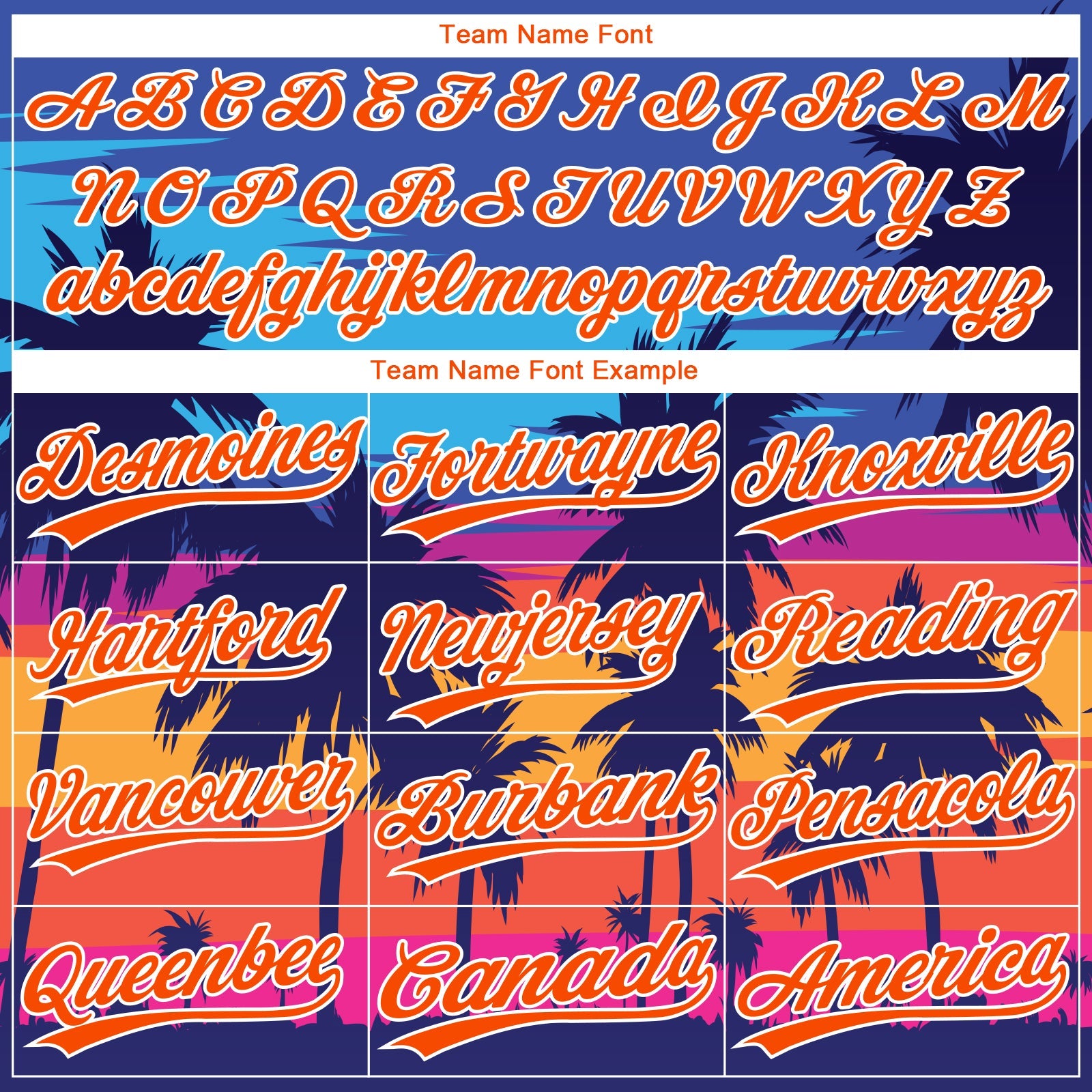 Custom Royal Orange-White Tropical Hawaii Palm Trees Two-Button Unisex Softball Jersey view 4