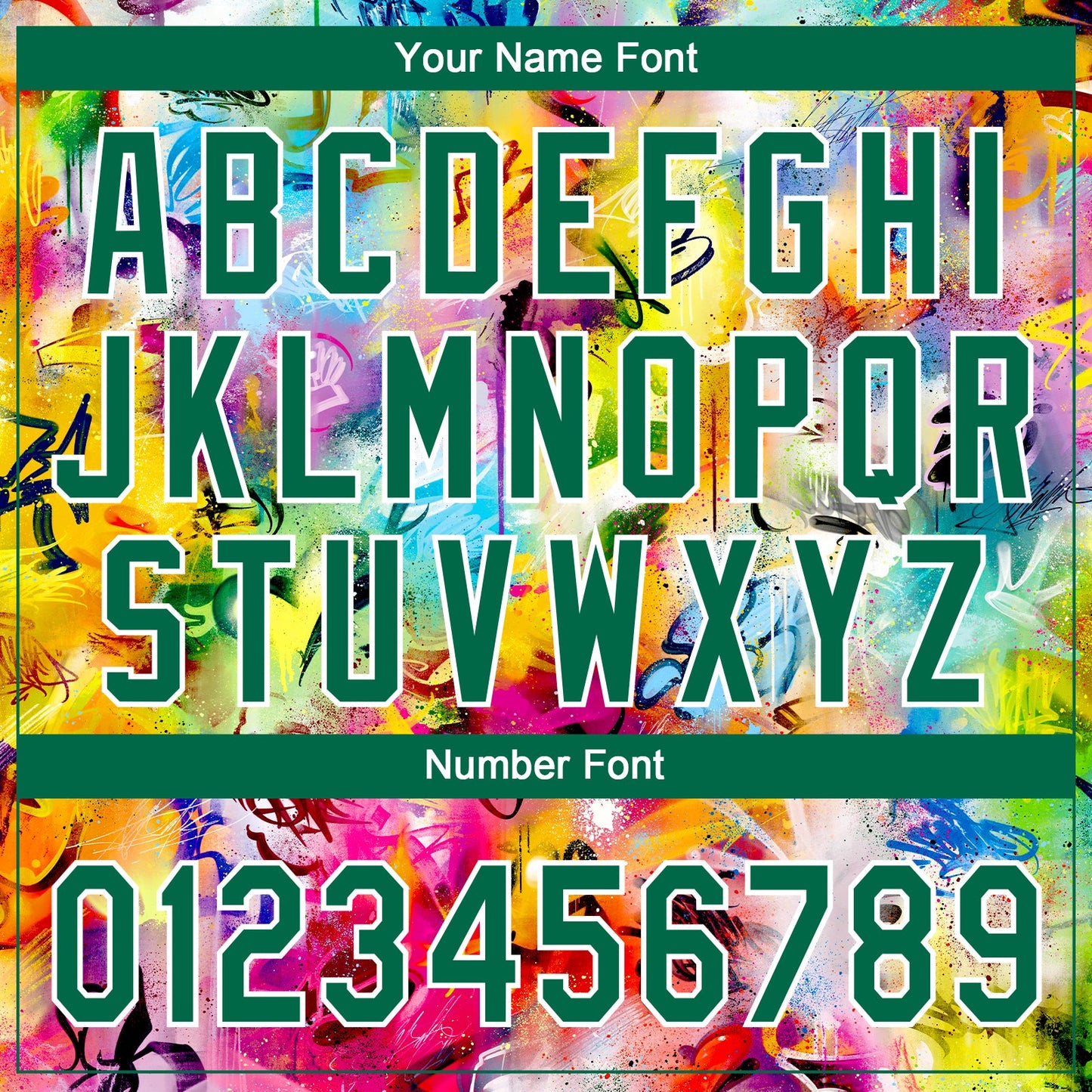 Custom Graffiti Pattern Kelly Green-White Vibrant Multi-Color Street Style Two-Button Unisex Softball Jersey view 5