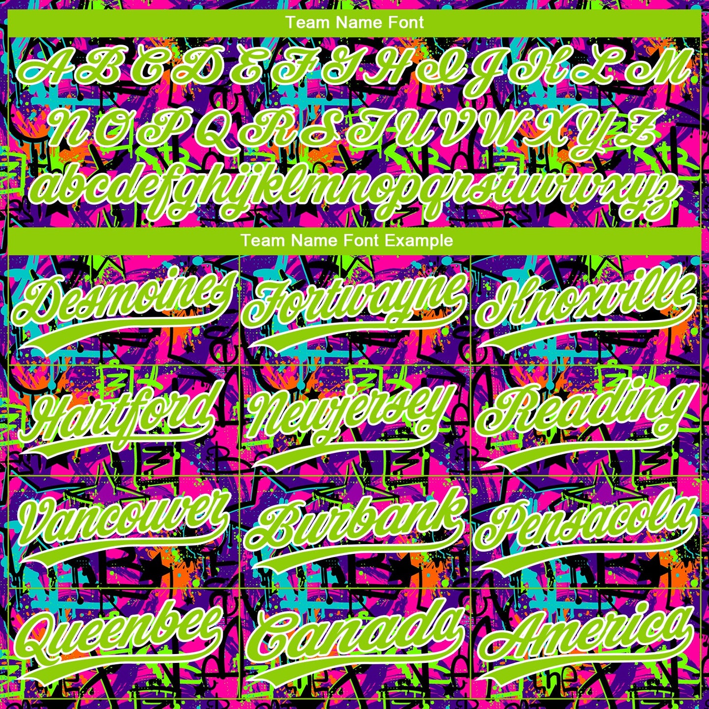 Custom Graffiti Pattern Neon Green-White Vibrant Multi-Color Street Style Two-Button Unisex Softball Jersey view 4
