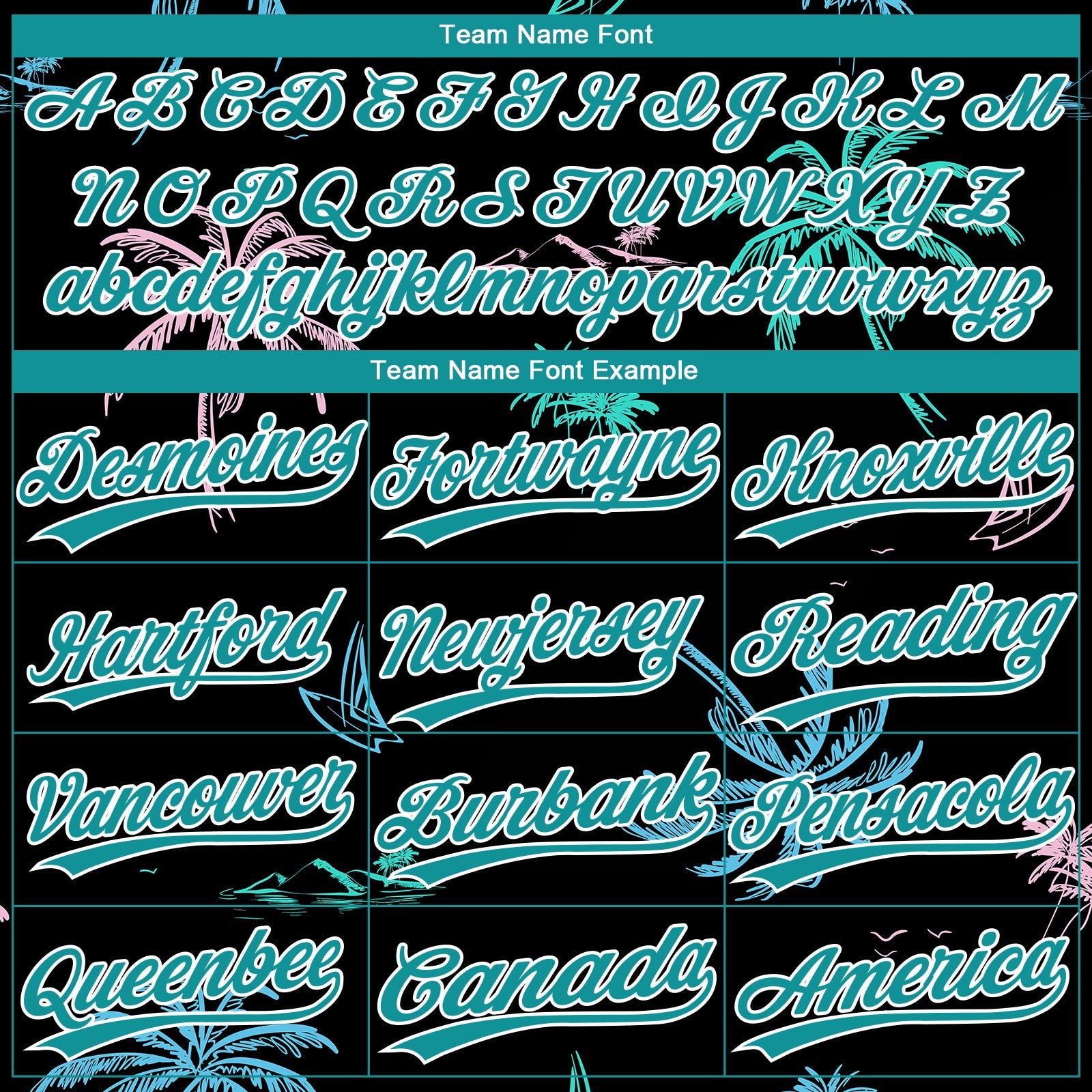 Custom Black Teal-White Hawaii Palm Trees Two-Button Unisex Softball Jersey view 4