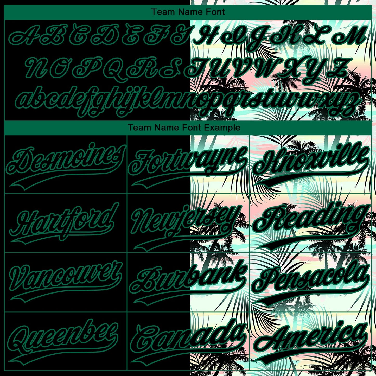 Custom Black Kelly Green Tropical Palm Leaves Two-Button Unisex Softball Jersey view 4
