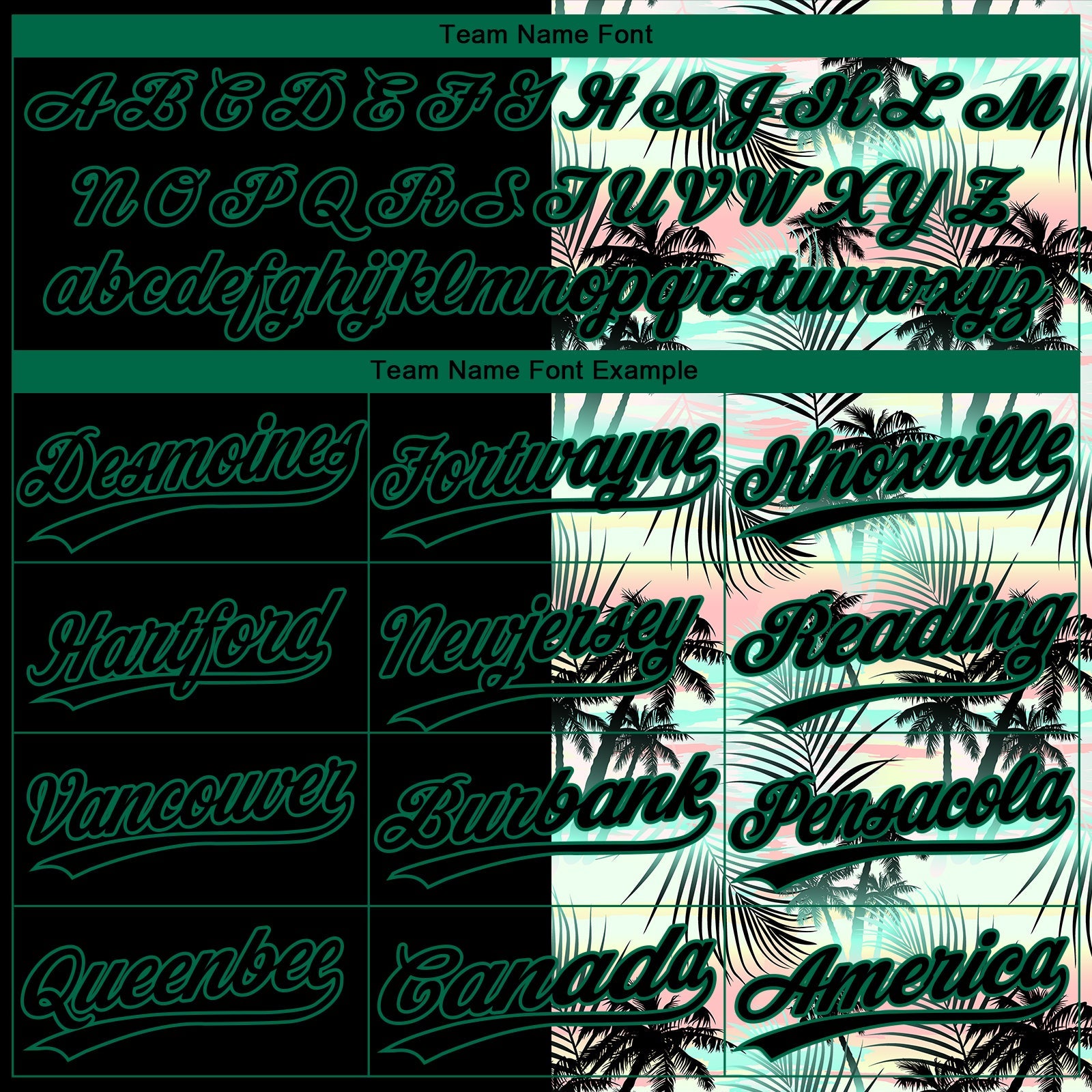 Custom Black Kelly Green Tropical Palm Leaves Two-Button Unisex Softball Jersey view 4