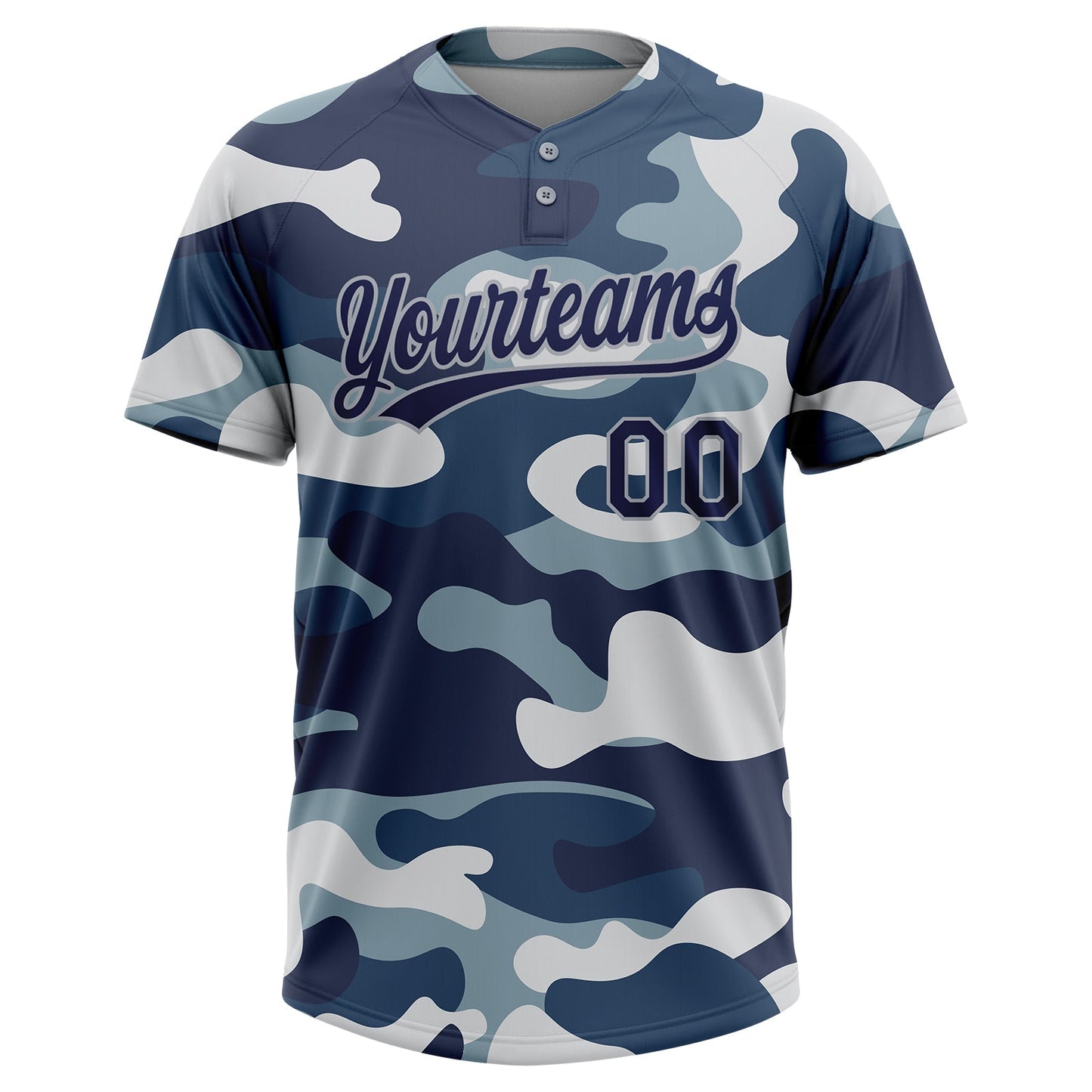 Custom Camo Navy-Gray Salute To Service Two-Button Unisex Softball Jersey view 2