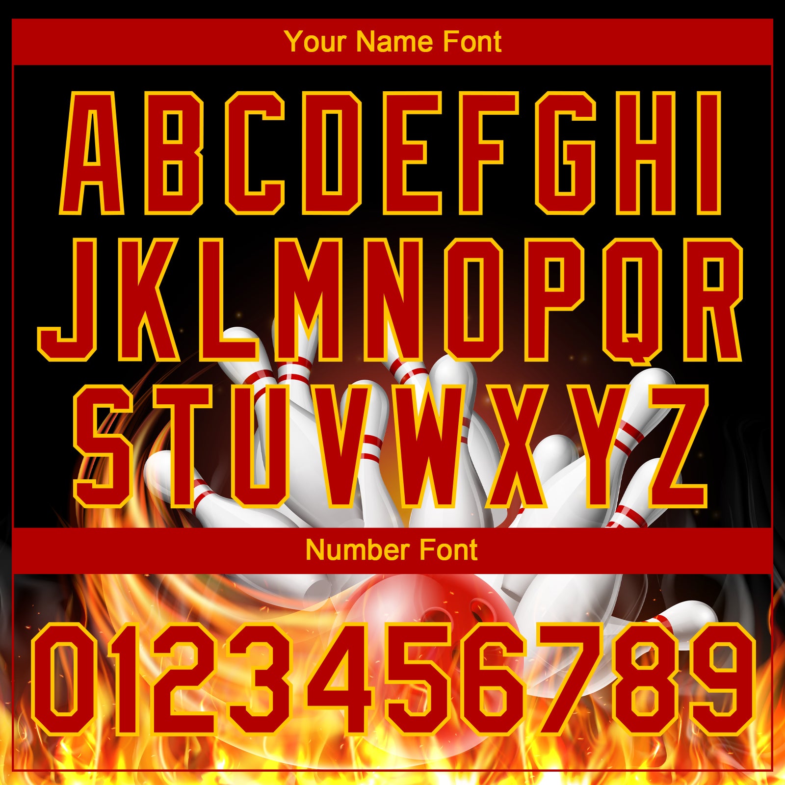 Custom Black Red-Yellow Flame Bowling 3D Pattern Design Two-Button Unisex Softball Jersey view 5